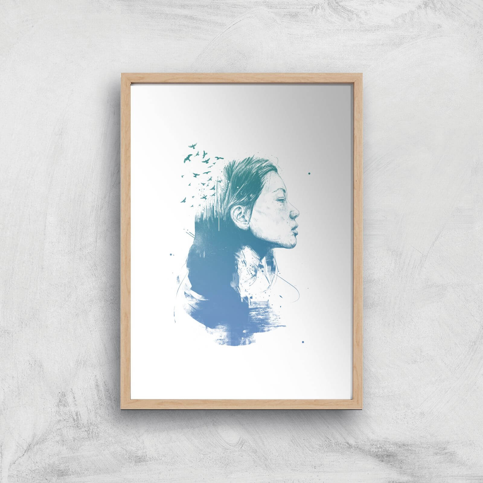 Open Your Mind To Blue Dreams Giclee Art Print - A4 - Wooden Frame