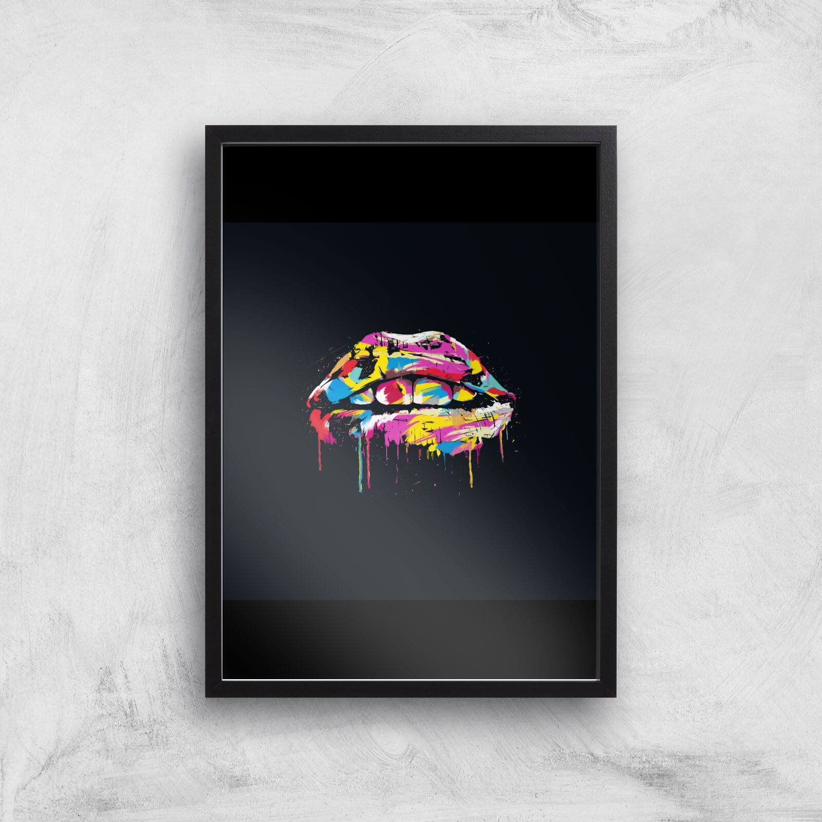 Colour Lips At Night Giclee Art Print - A2 - Black Frame