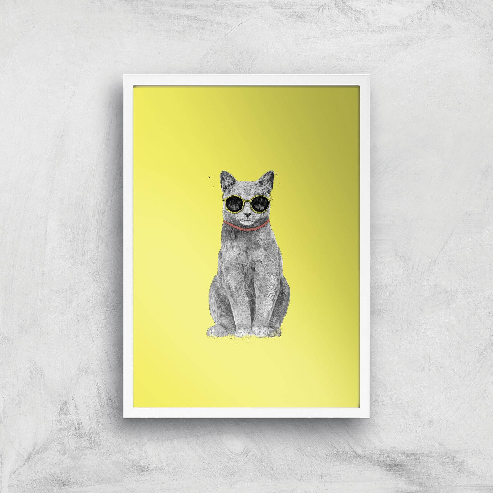 Summer Cat Giclee Art Print - A2 - White Frame