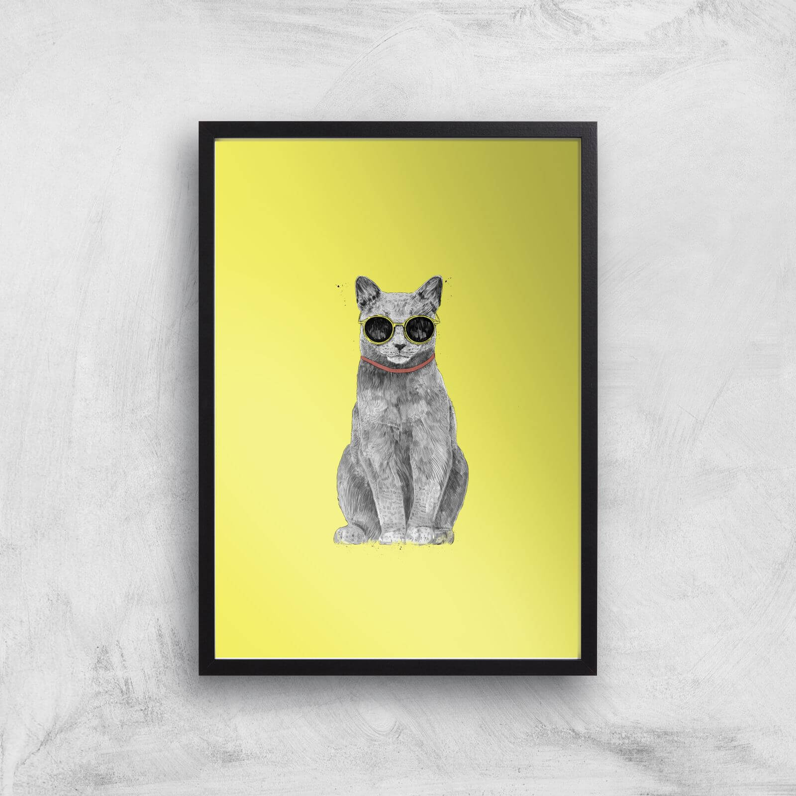 Summer Cat Giclee Art Print - A2 - Black Frame