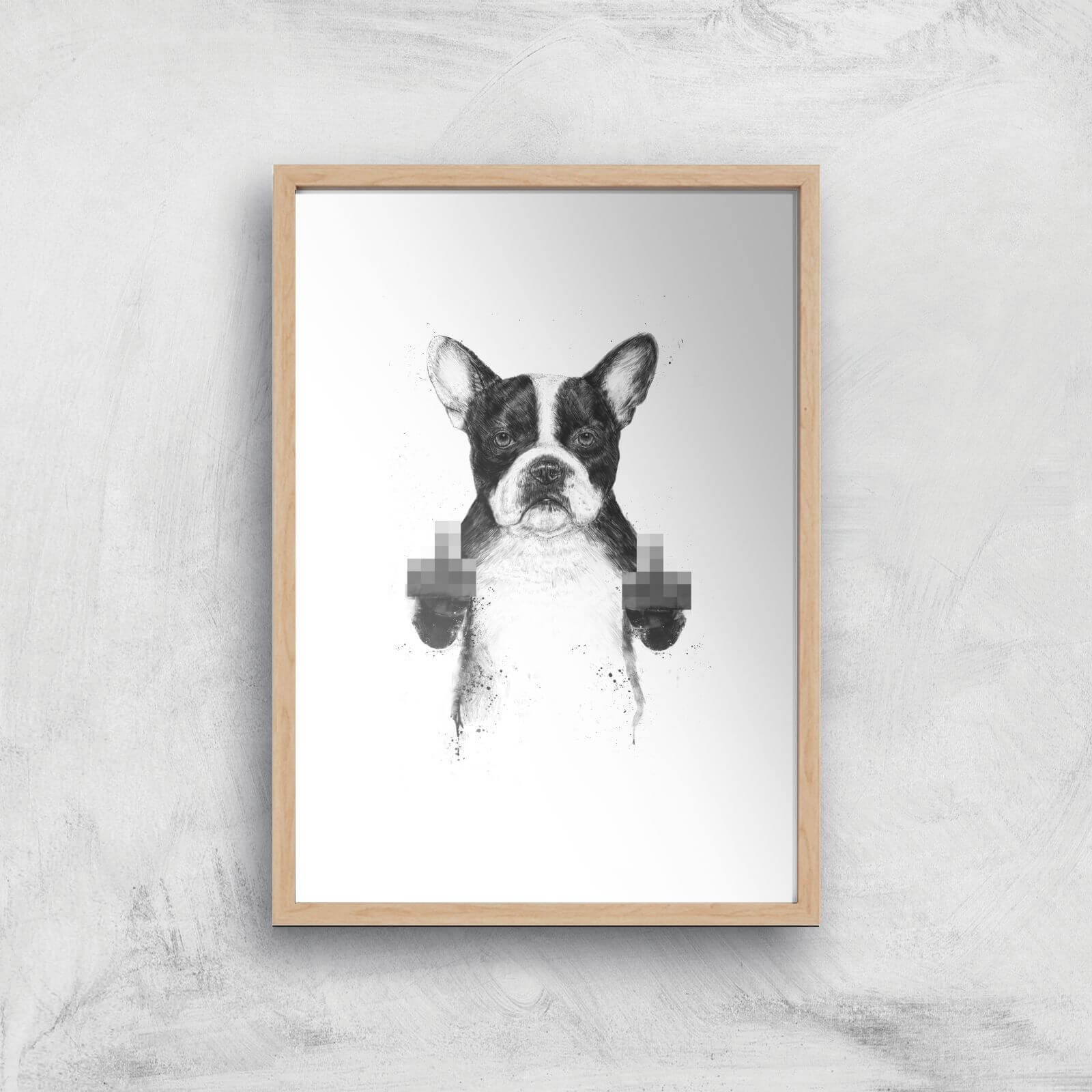 Censored Dog Giclee Art Print - A3 - Wooden Frame