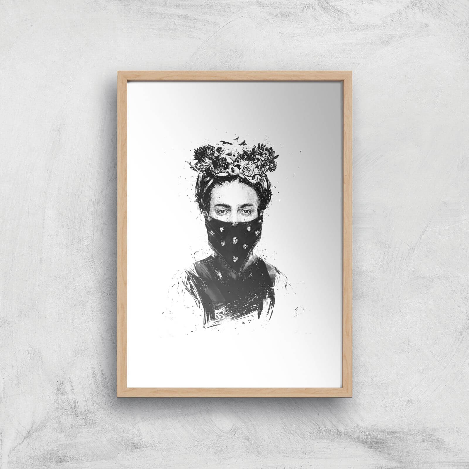 Rebel Girl Giclee Art Print - A3 - Wooden Frame
