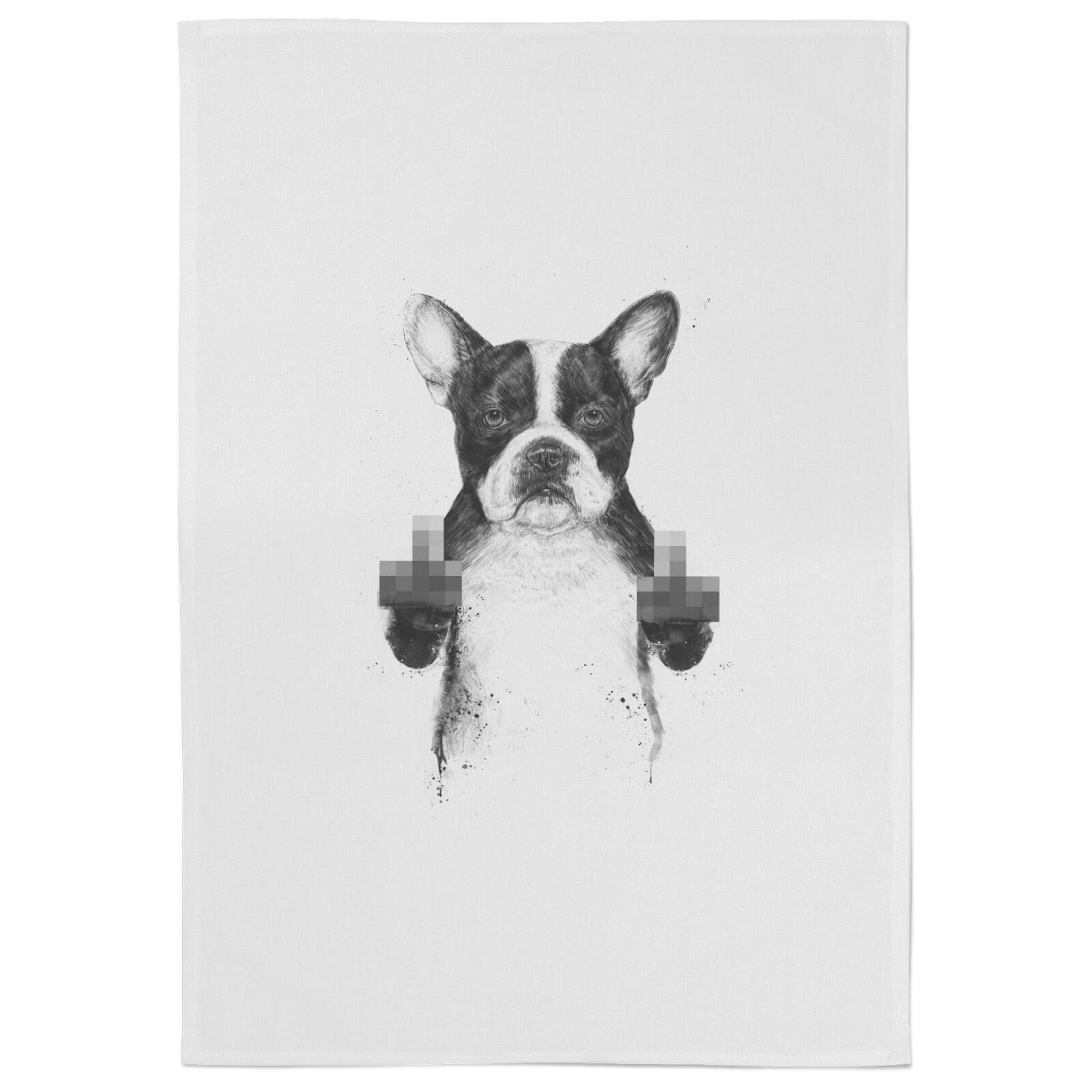 Censored Dog Cotton Tea Towel - White