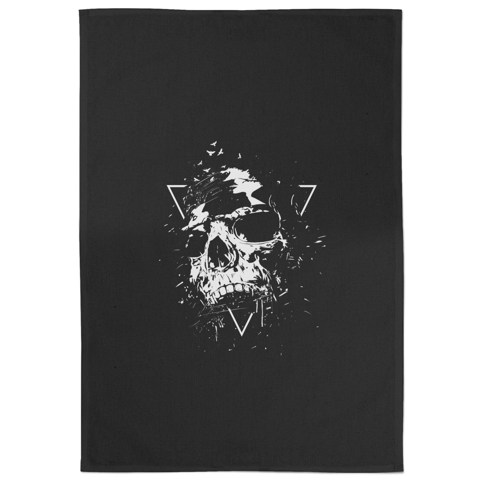 Skull Cotton Tea Towel - Black