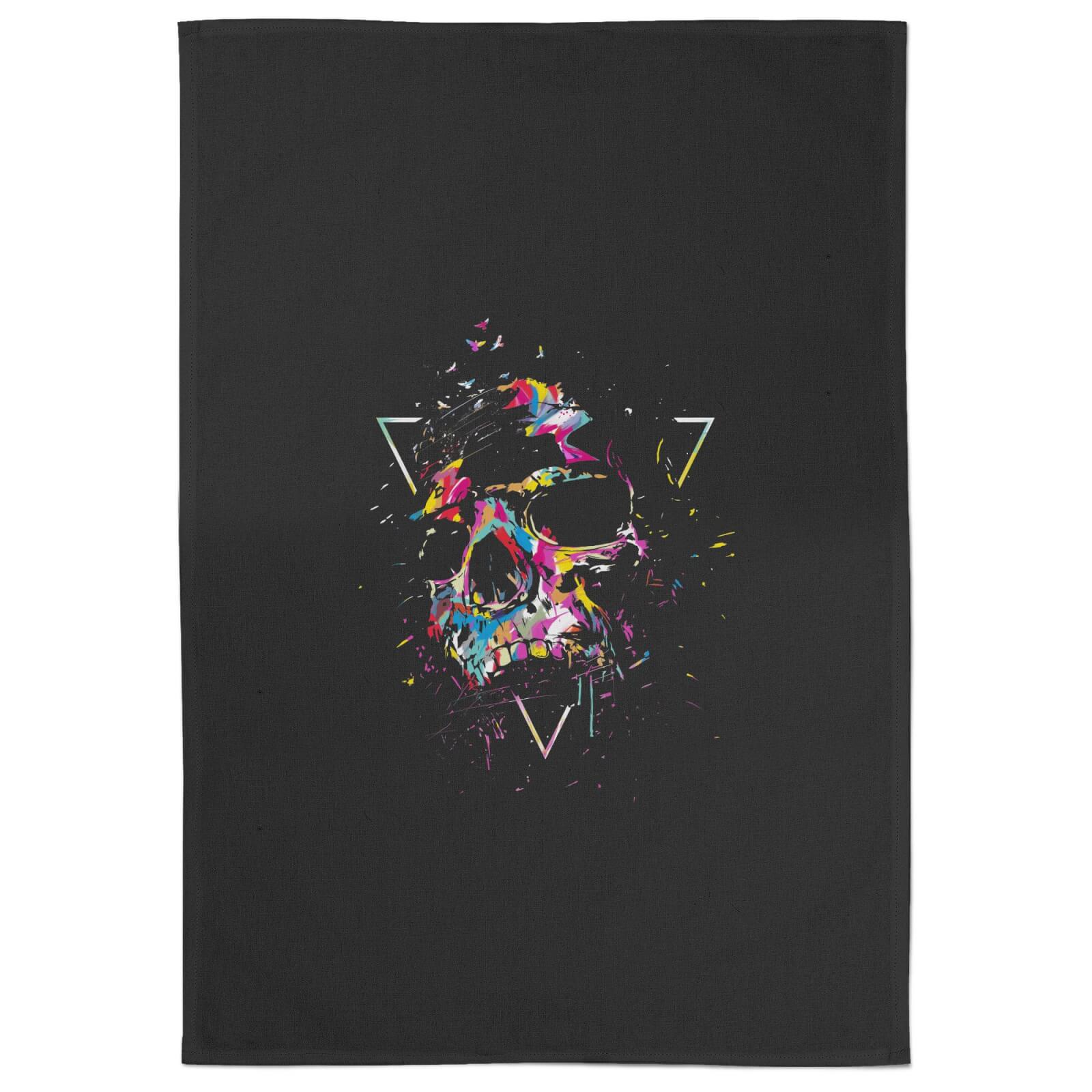 Shattered Skull Cotton Tea Towel - Black