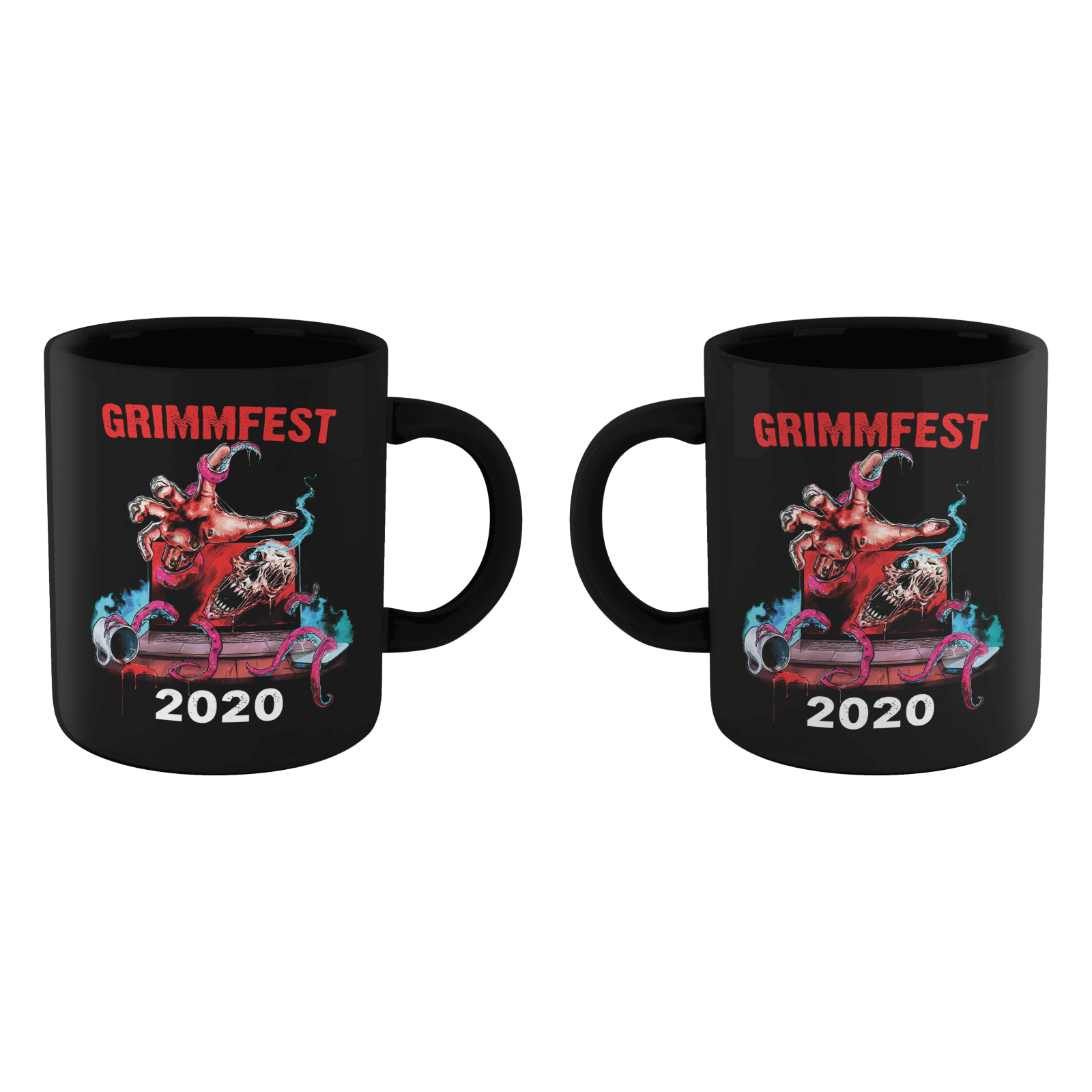 Grimmfest 2020 Skull Art Mug - Black