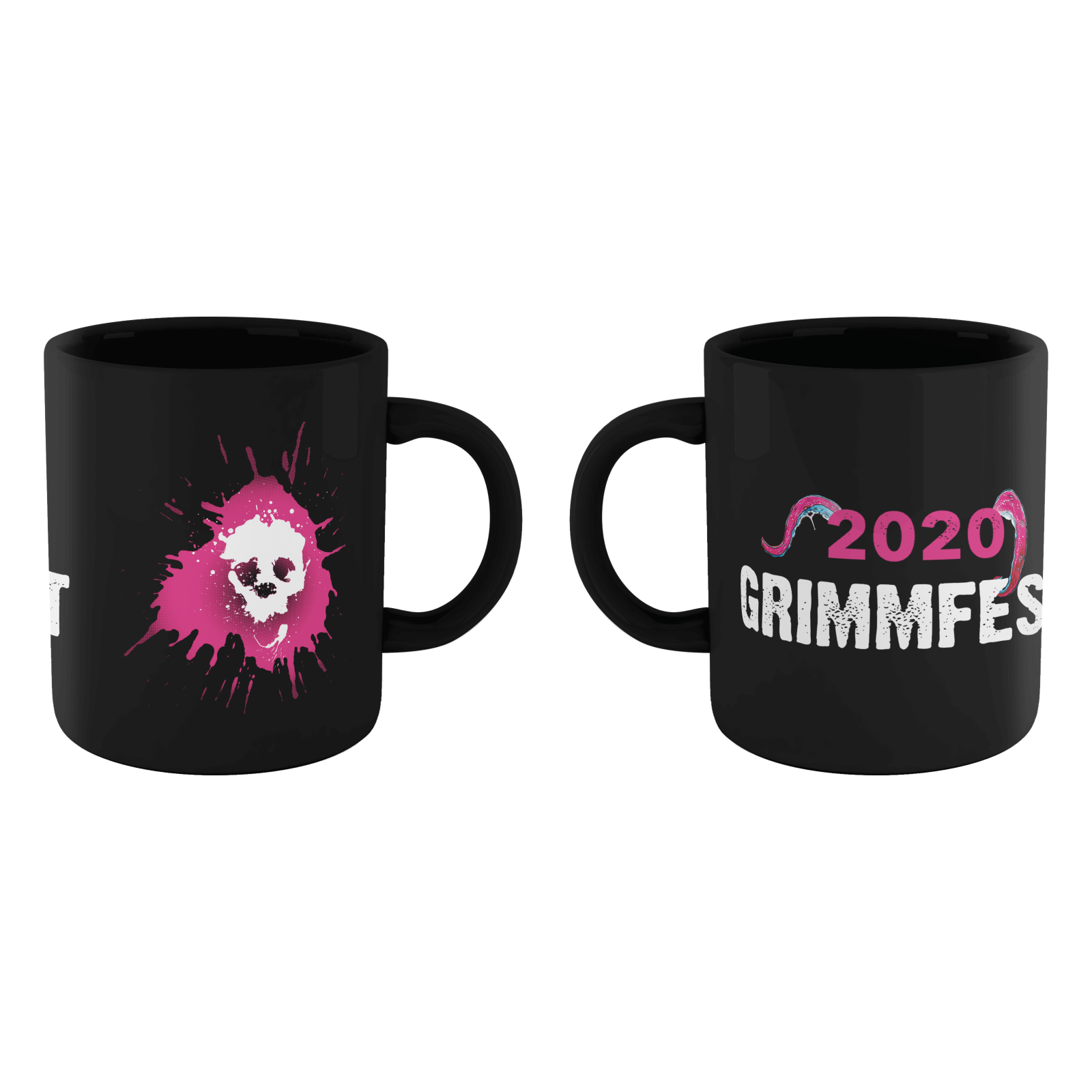 Grimmfest 2020 Pink Skull Logo Mug - Black