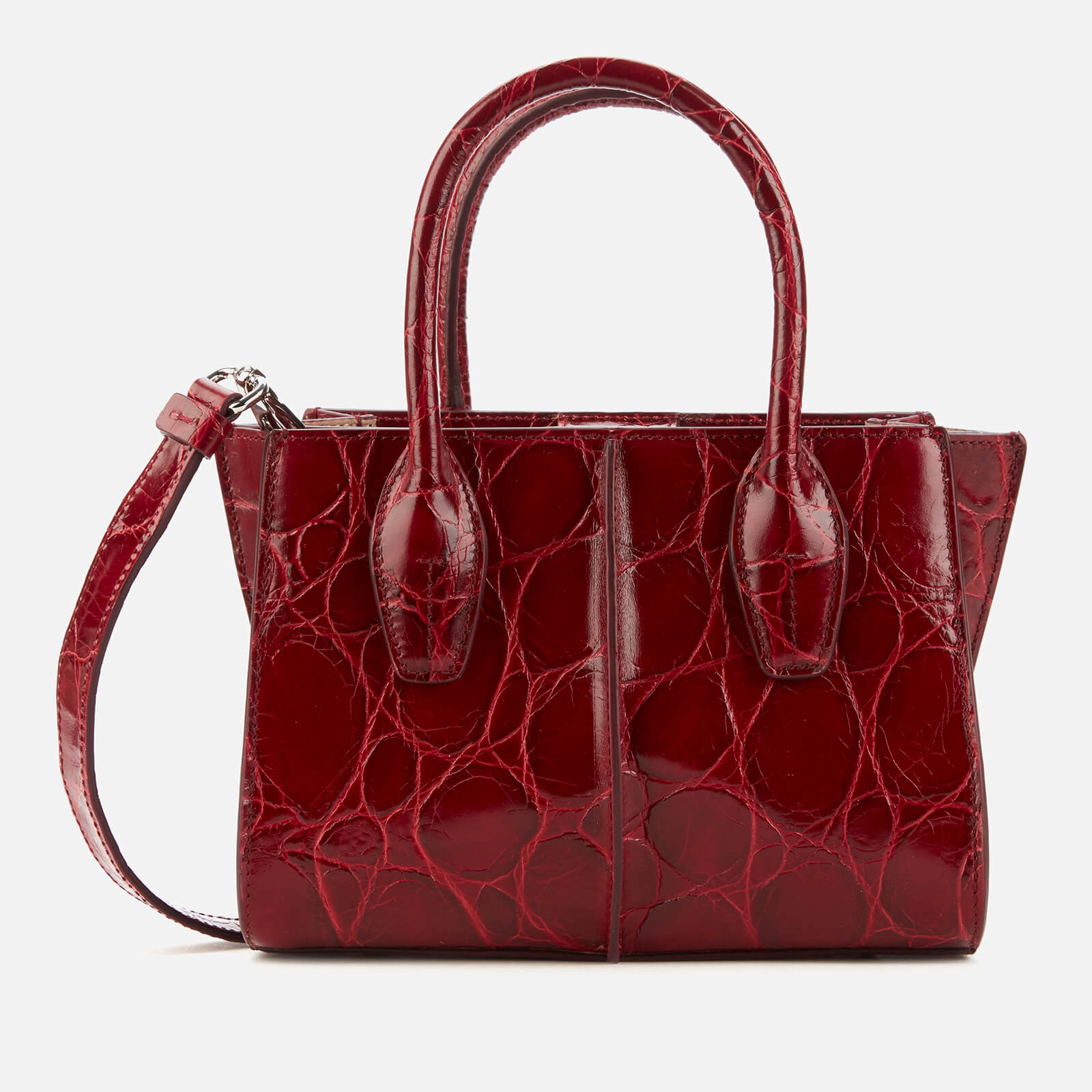 Tod's Women's Mini Croco Shopping Tote Bag - Rosso Borgogna