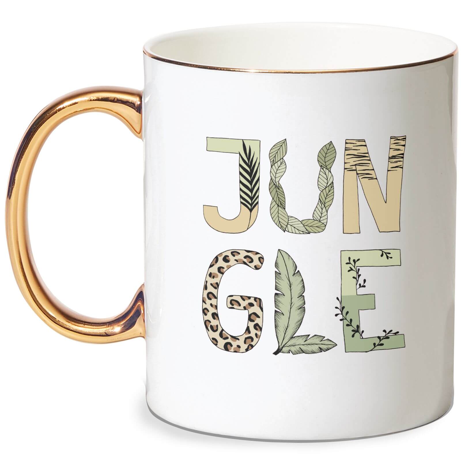 Jungle Bone China Gold Handle Mug