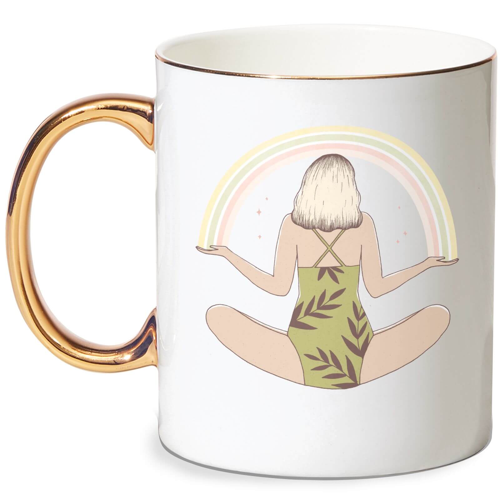 Self Care Bone China Gold Handle Mug