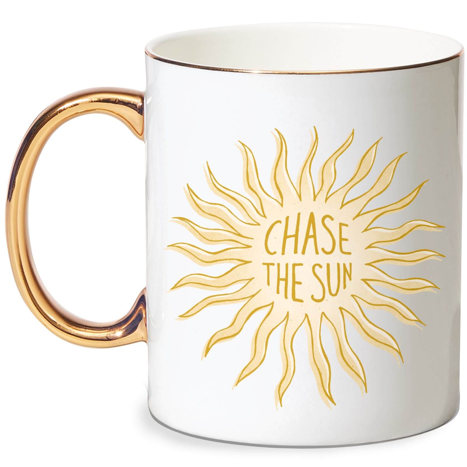 Chase The Sun Bone China Gold Handle Mug