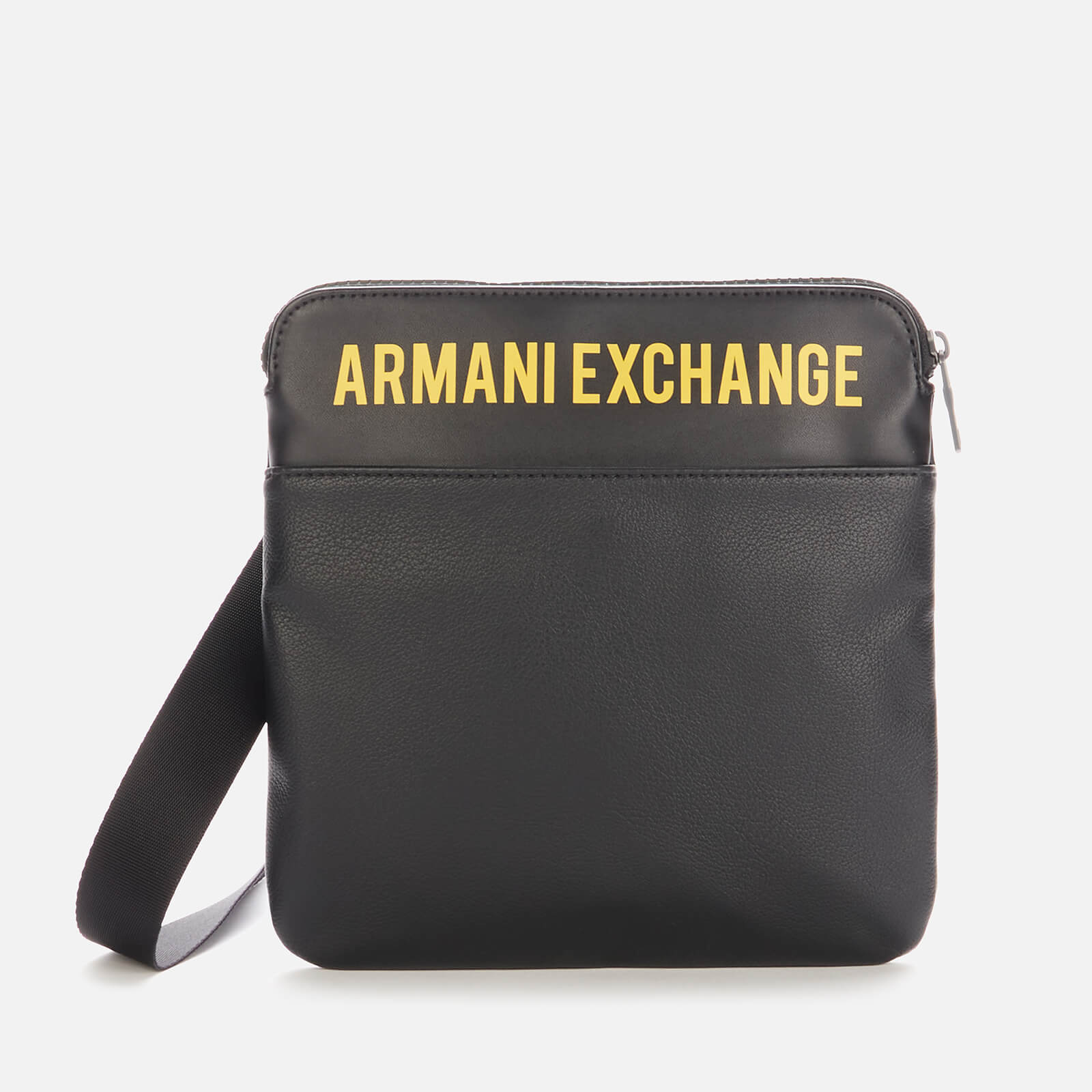 armani exchange men's logo flat messenger bag - black