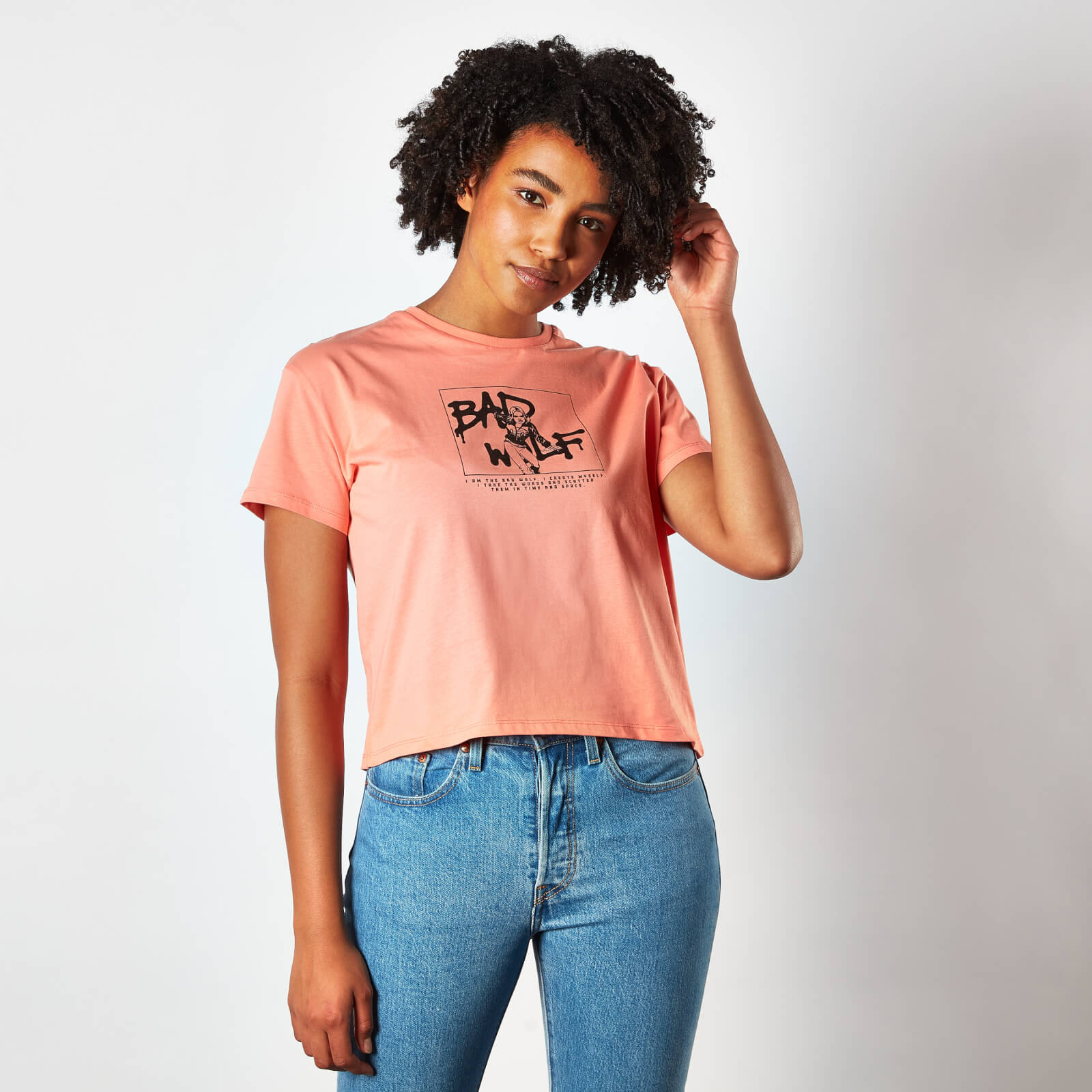 T-Shirt Doctor Who Bad Wolf Femme Cropped - Coral - M