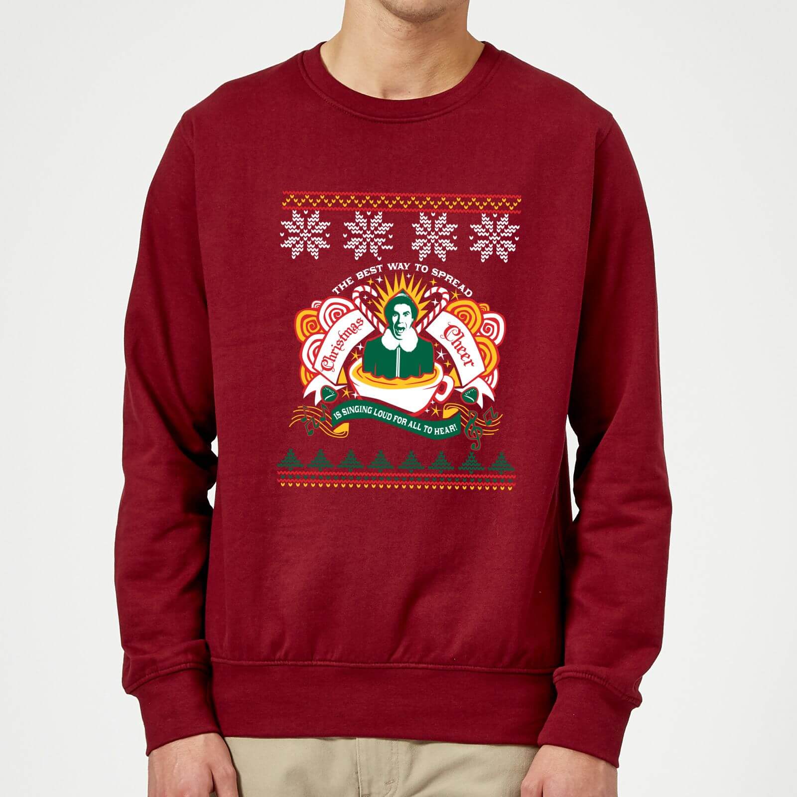 Elf Christmas Cheer Sweatshirt - Burgundy - S - Burgundy