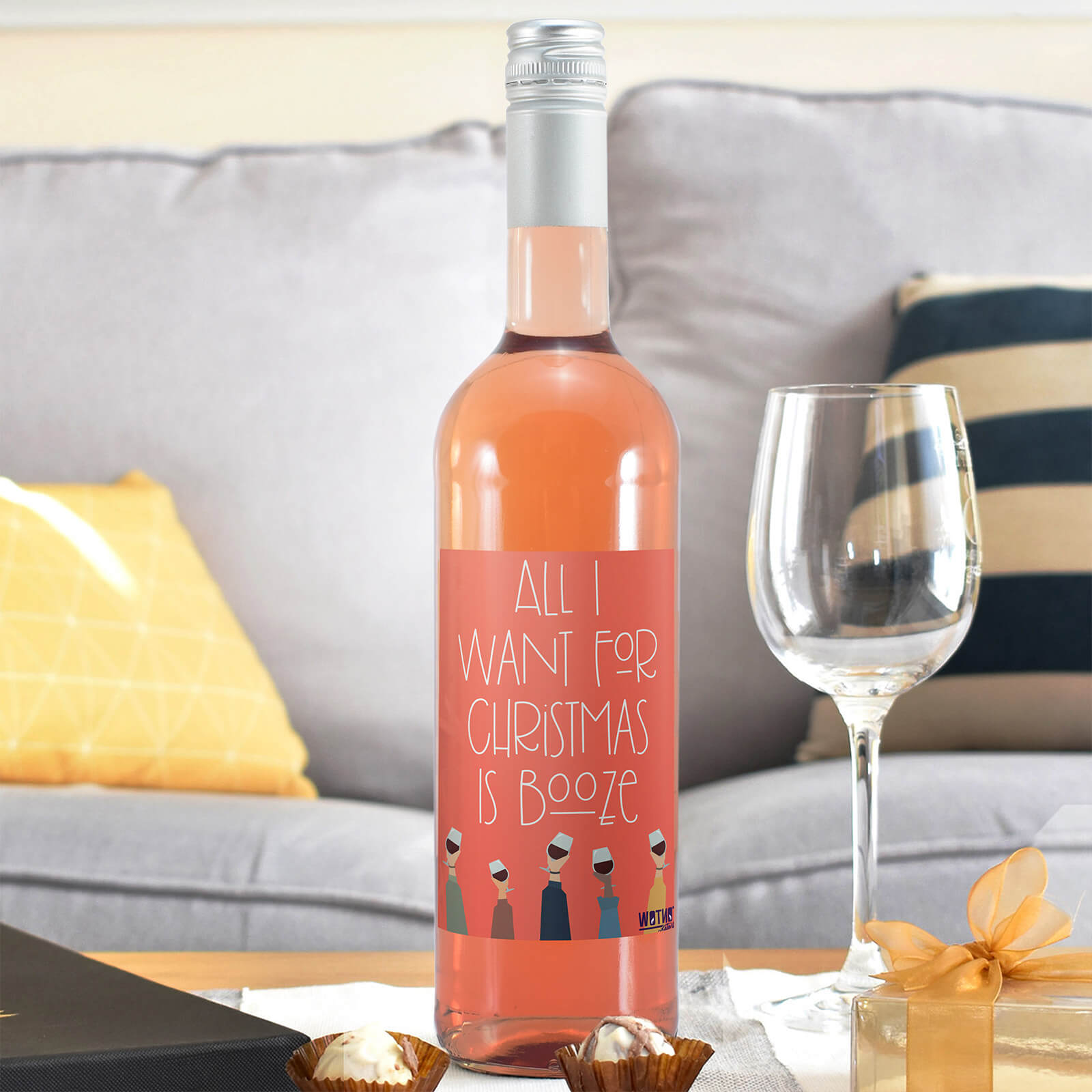 WotNot Creations 'All I Want For Christmas Is Booze' Wine - Rose