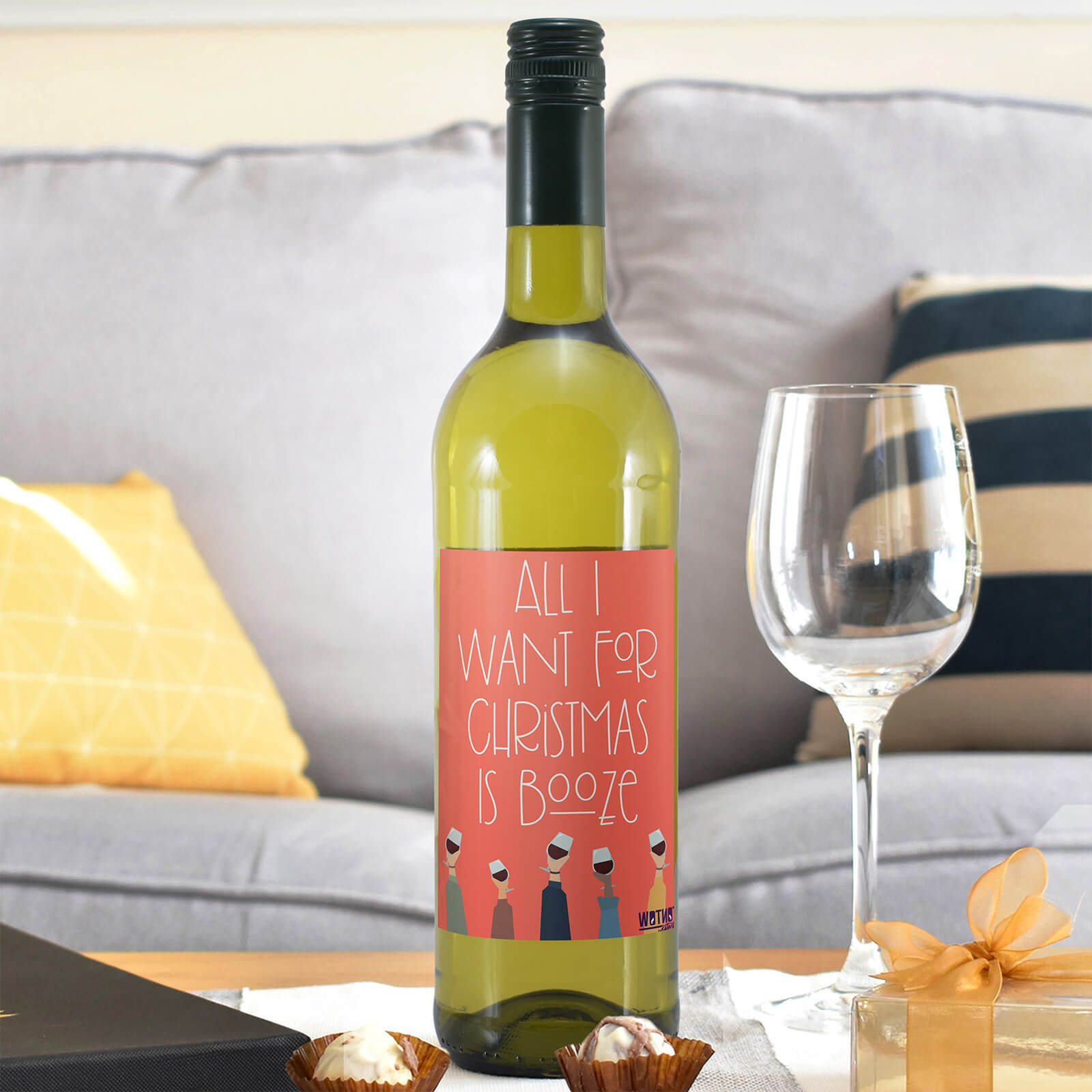 WotNot Creations 'All I Want For Christmas Is Booze' Wine - White
