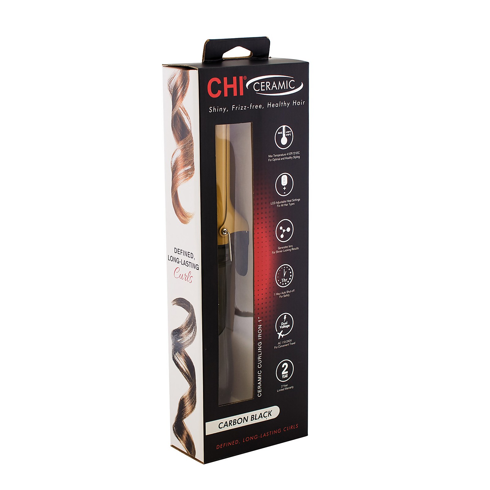 CHI Ceramic Curling 1 Inch Iron (Various Colours) - Carbon Black