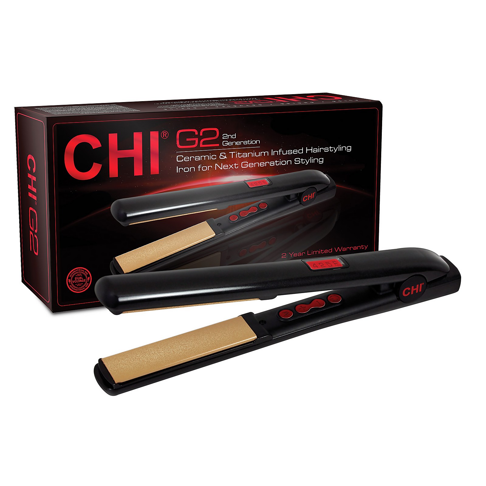 CHI G2 1 Inch Ceramic Titanium Infused Hairstyling Iron (Various Colours) - Shiny