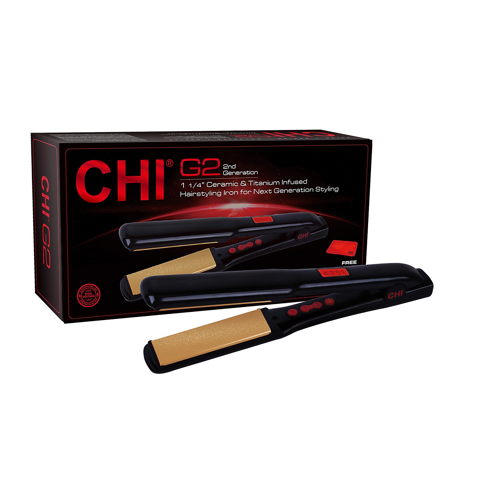 CHI G2 1 Inch Ceramic Titanium Infused Hairstyling Iron (Various Colours) - Black