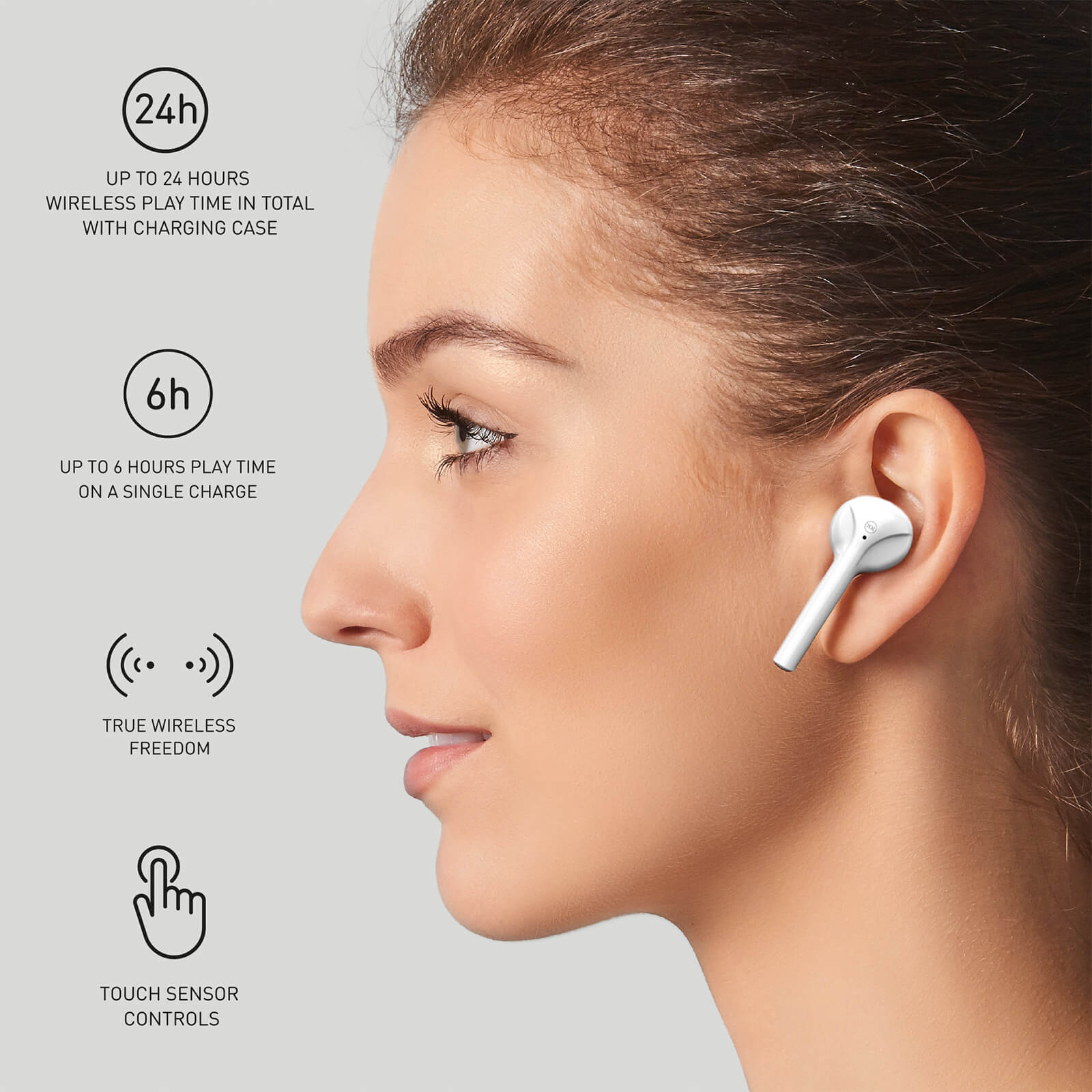 Mixx Streambuds Silicone SX Fit True Wireless Earphones with Charging Case 24 Hours Total Play Time - Vanilla Ice White