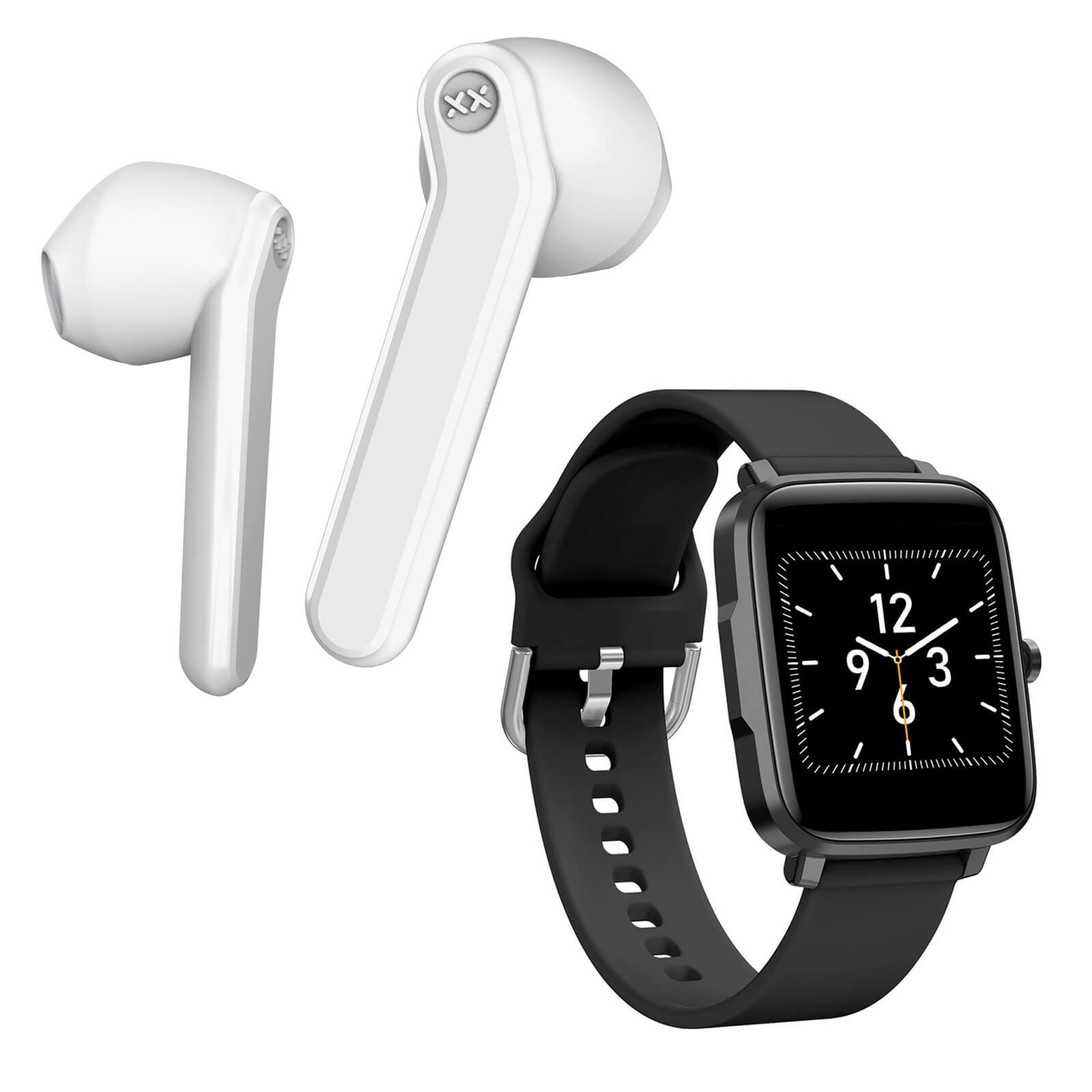 Mixx Audio Mixx Streambuds AX TWS Earphones - White + Smart Watch - Bundle