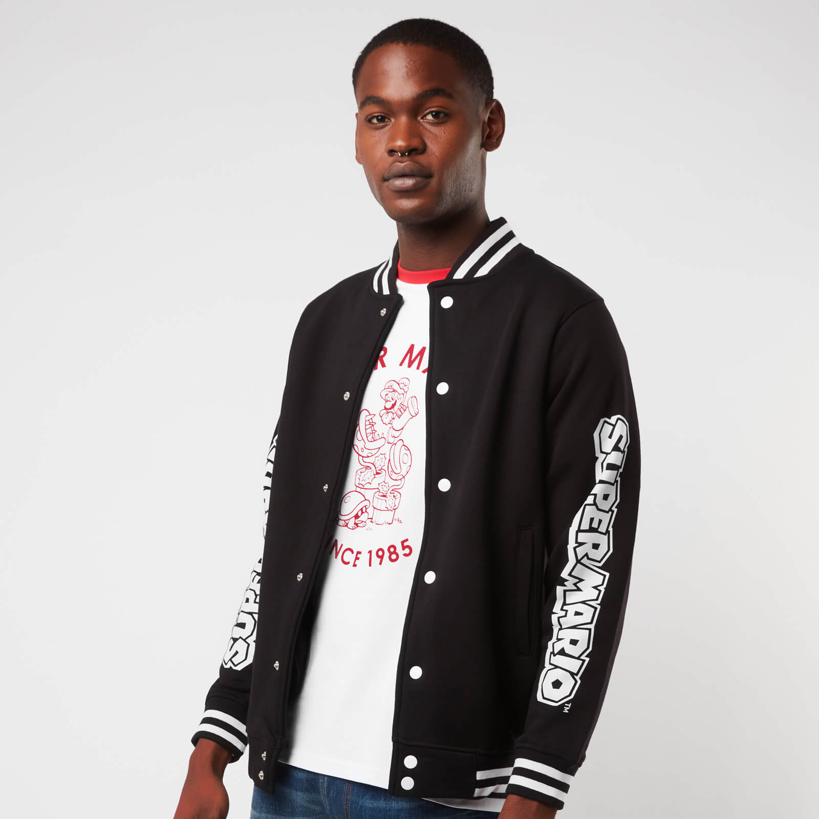 Nintendo Super Mario Limited Logo Unisex Varsity Jacket - Black - XL