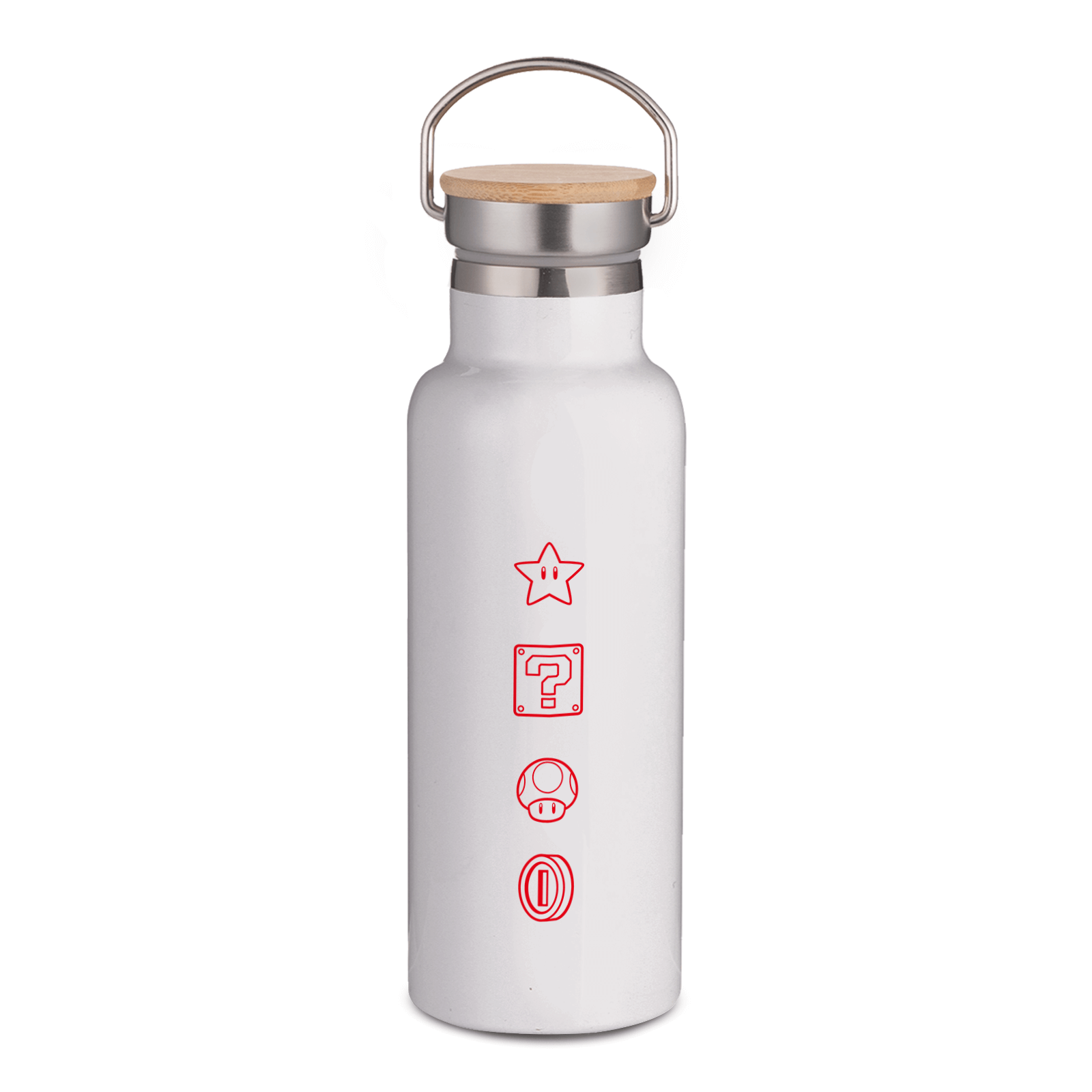 Botella con tapón de bambú Nintendo Super Mario - Blanco