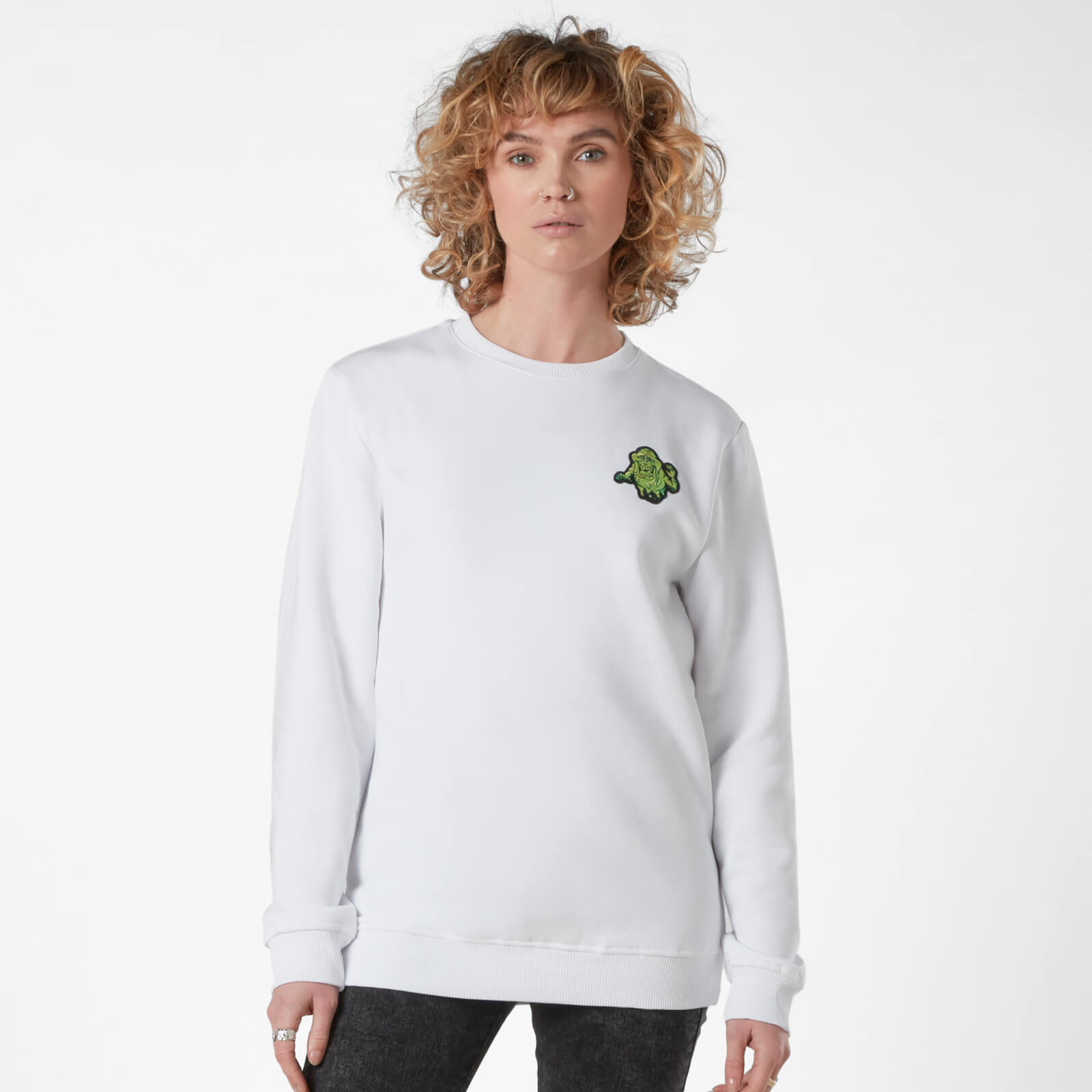 Ghostbusters Slimer Pocket Square Sweatshirt - White - L