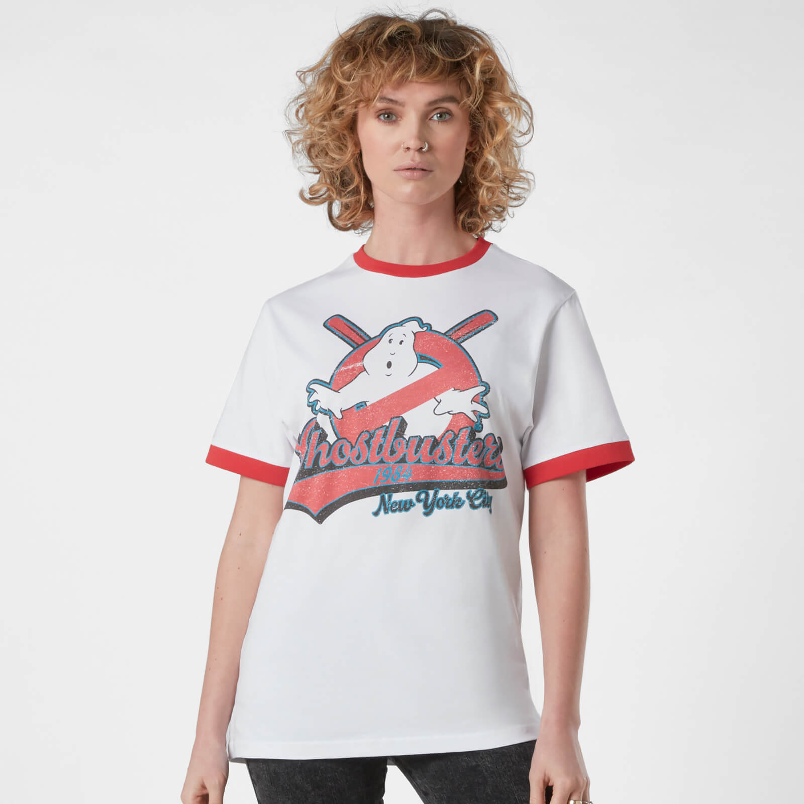 Ghostbusters Baseball Unisex T-Shirt Ringer - White/Red - M