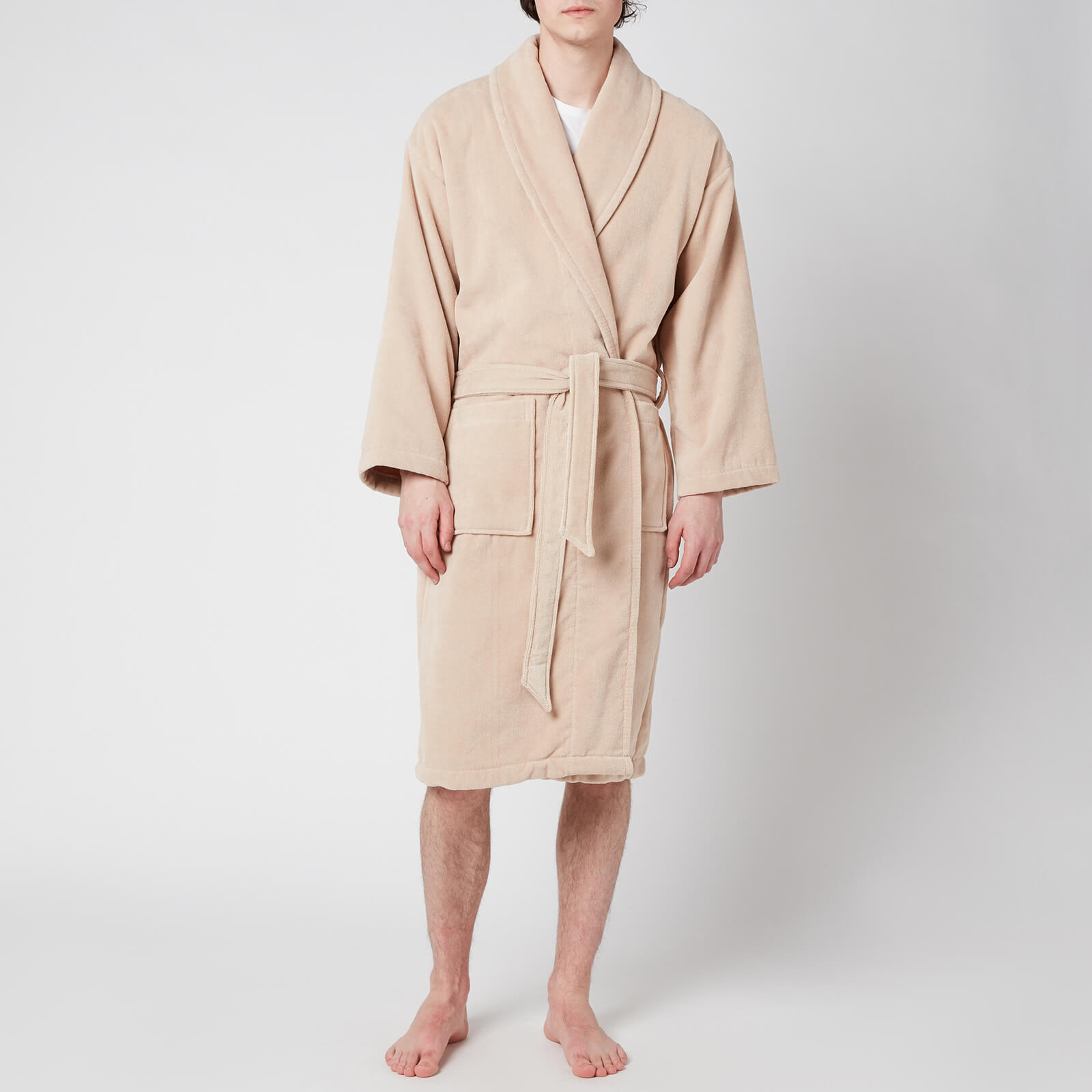 Christy Supreme Velour Cotton Dressing Gown - Stone - S