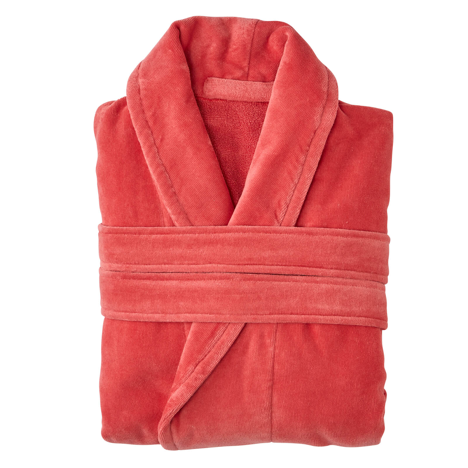 Christy Supreme Velour Cotton Dressing Gown - Coral - S