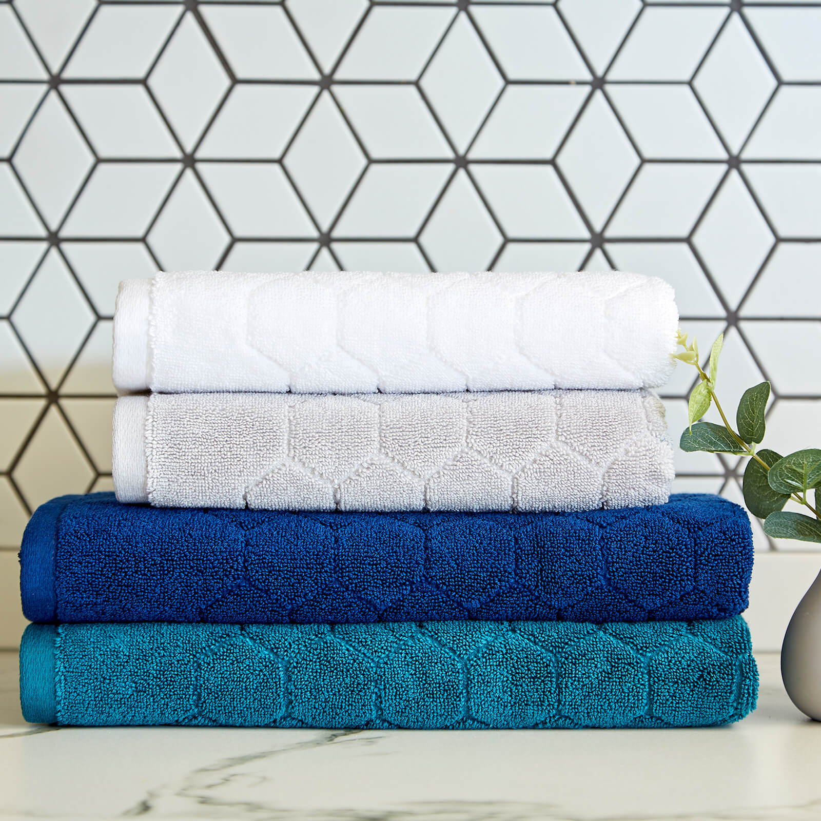 Christy Honeycomb Bath Towel - Set of 2 - Peacock