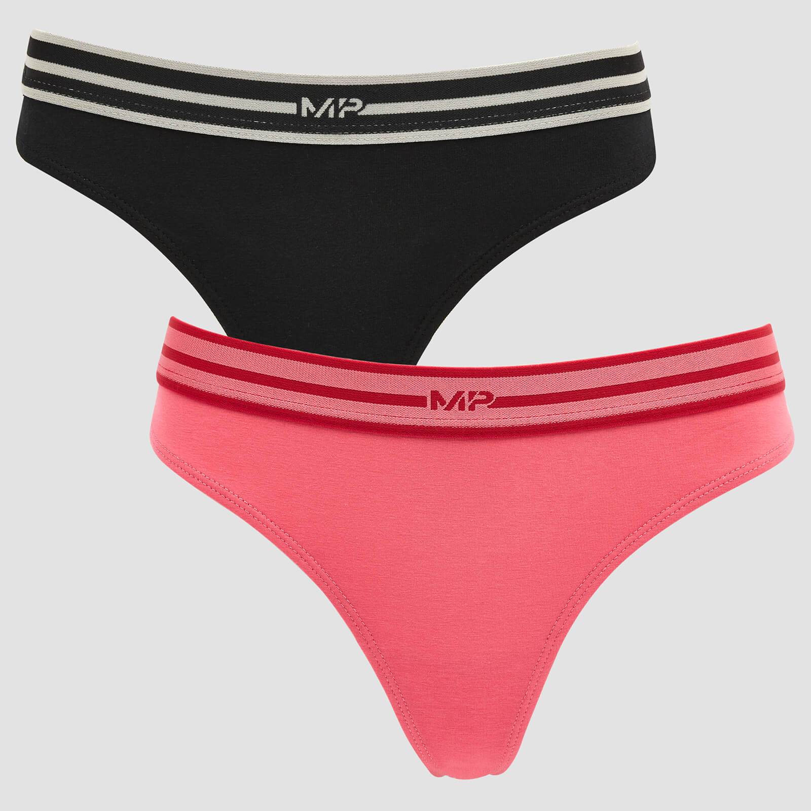 MP Women's Limited Edition Impact Essentials Thong (2 Pack) - Black/Pink - XXS