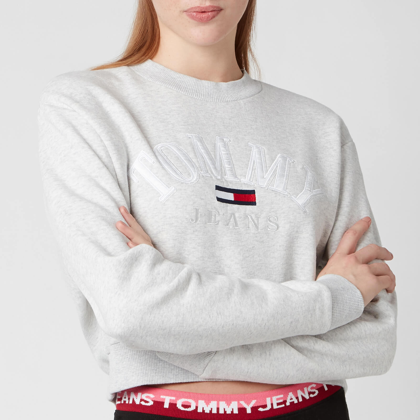 Tommy Jeans Women's TJW Crop College Logo Sweatshirt - Silver Grey HTR - S