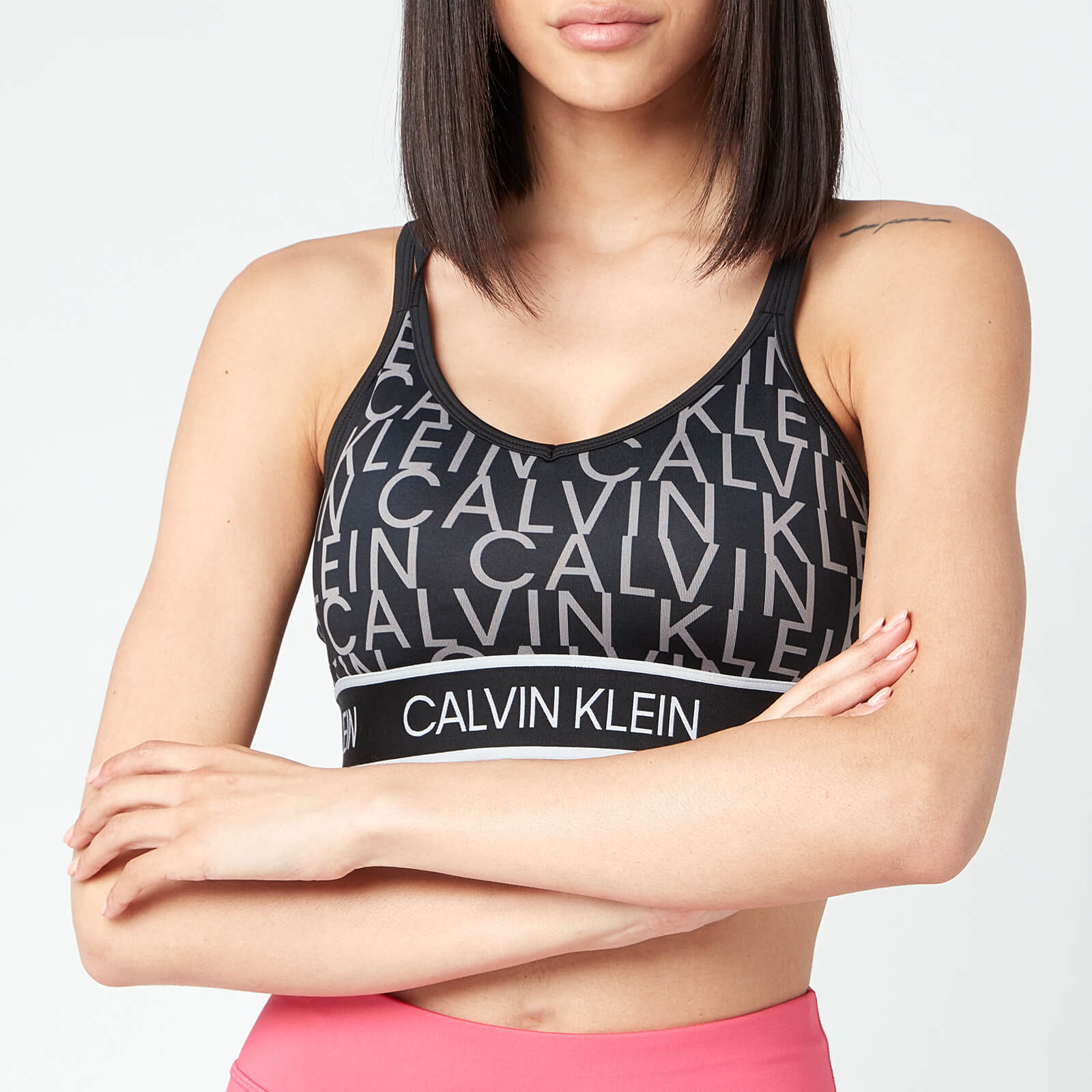 Calvin Klein Performance Women's Sports Bra - CK Black AOP - XS