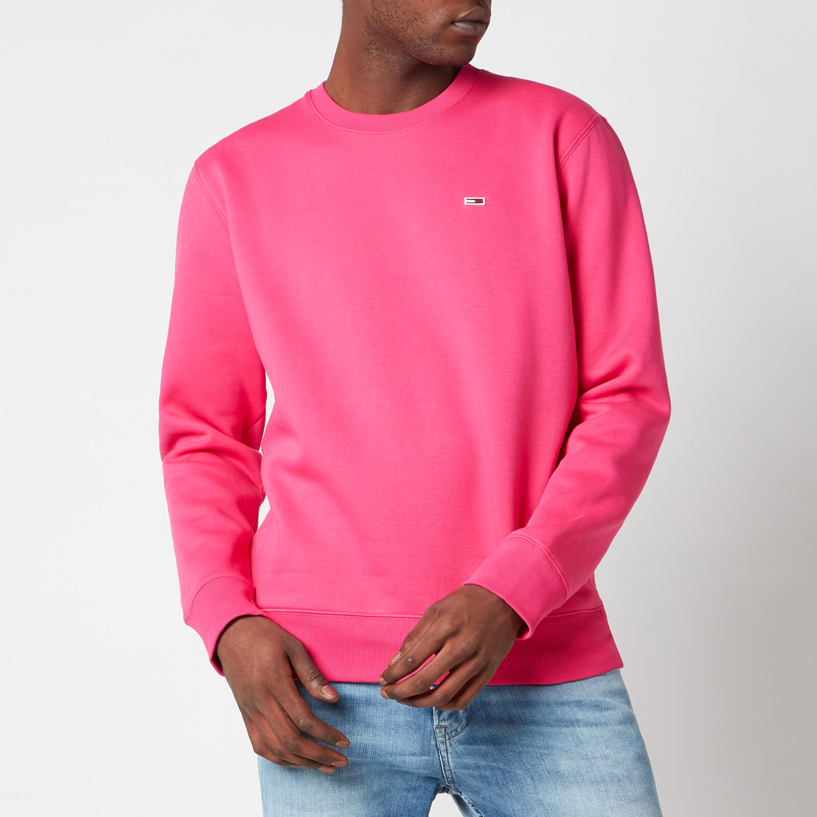 Tommy Jeans Men's Regular Fit Fleece Crewneck Sweatshirt - Bright Cerise Pink - S
