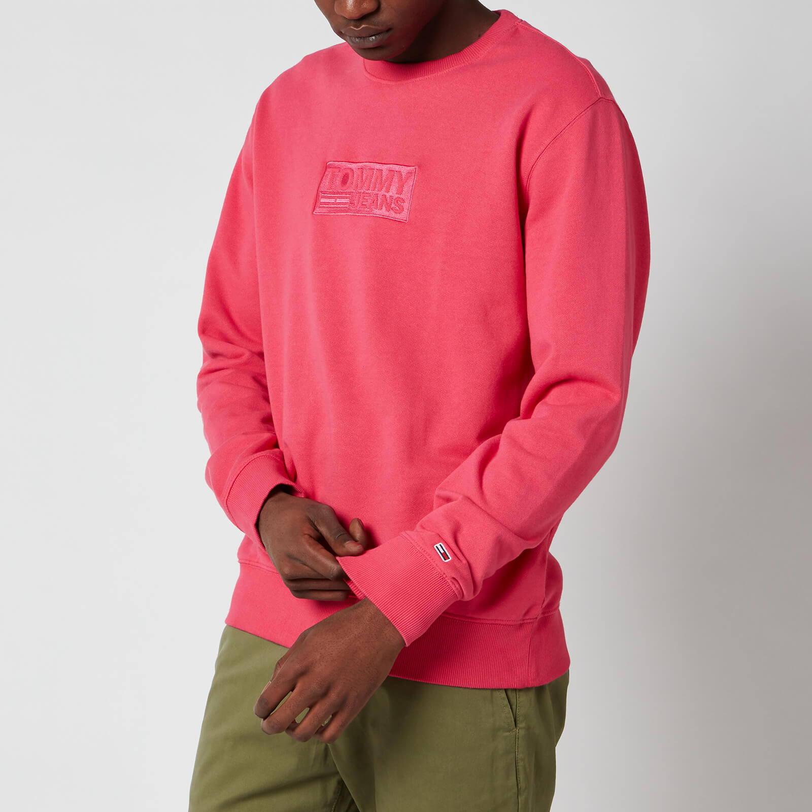 Tommy Jeans Men's Tonal Corporation Logo Crewneck Sweatshirt - Bright Cherise Pink - S