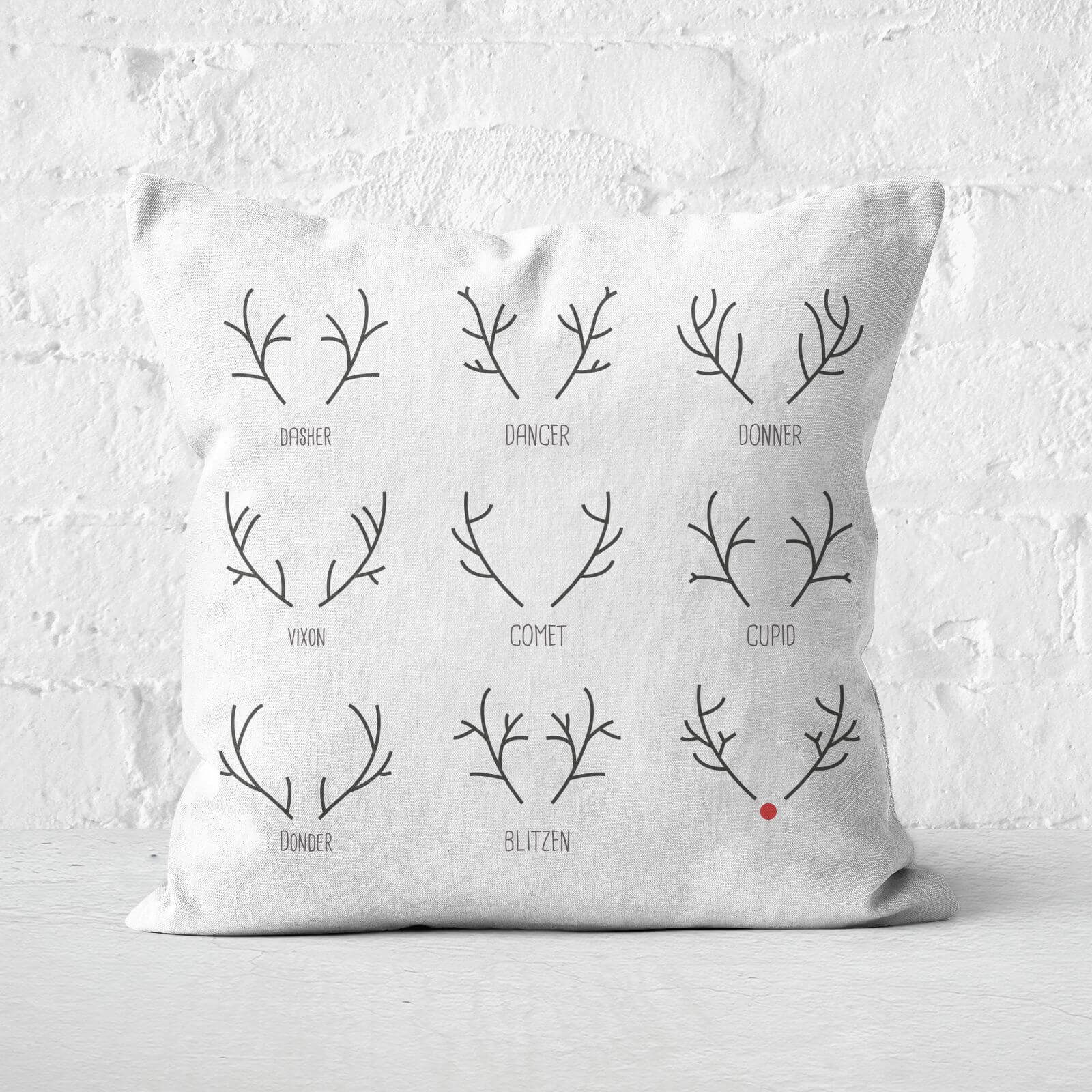 Reindeer Names Square Cushion - 60x60cm - Soft Touch