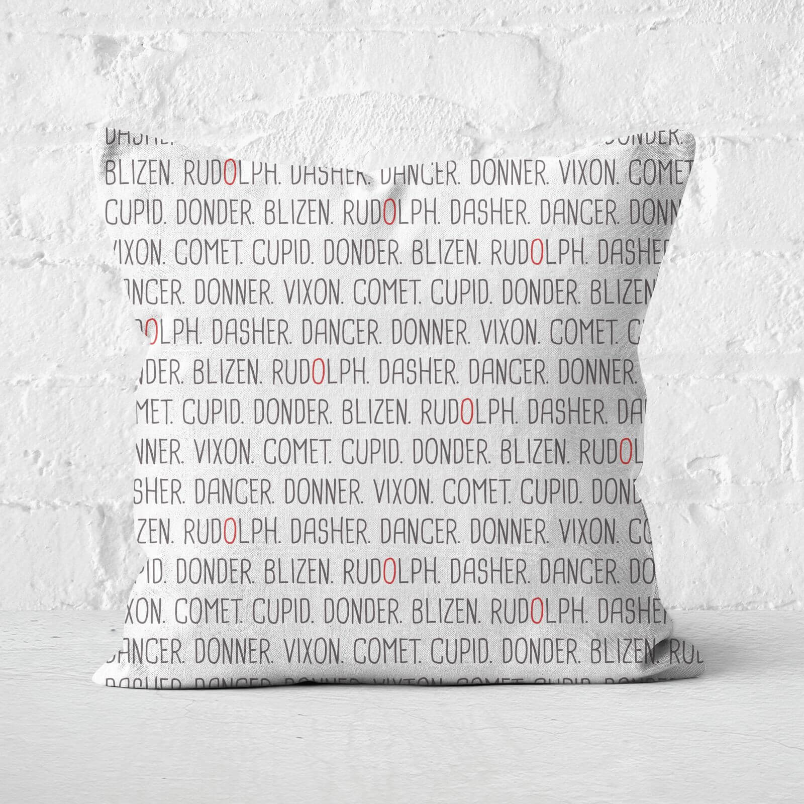 Reindeer Wording Square Cushion - 60x60cm - Soft Touch