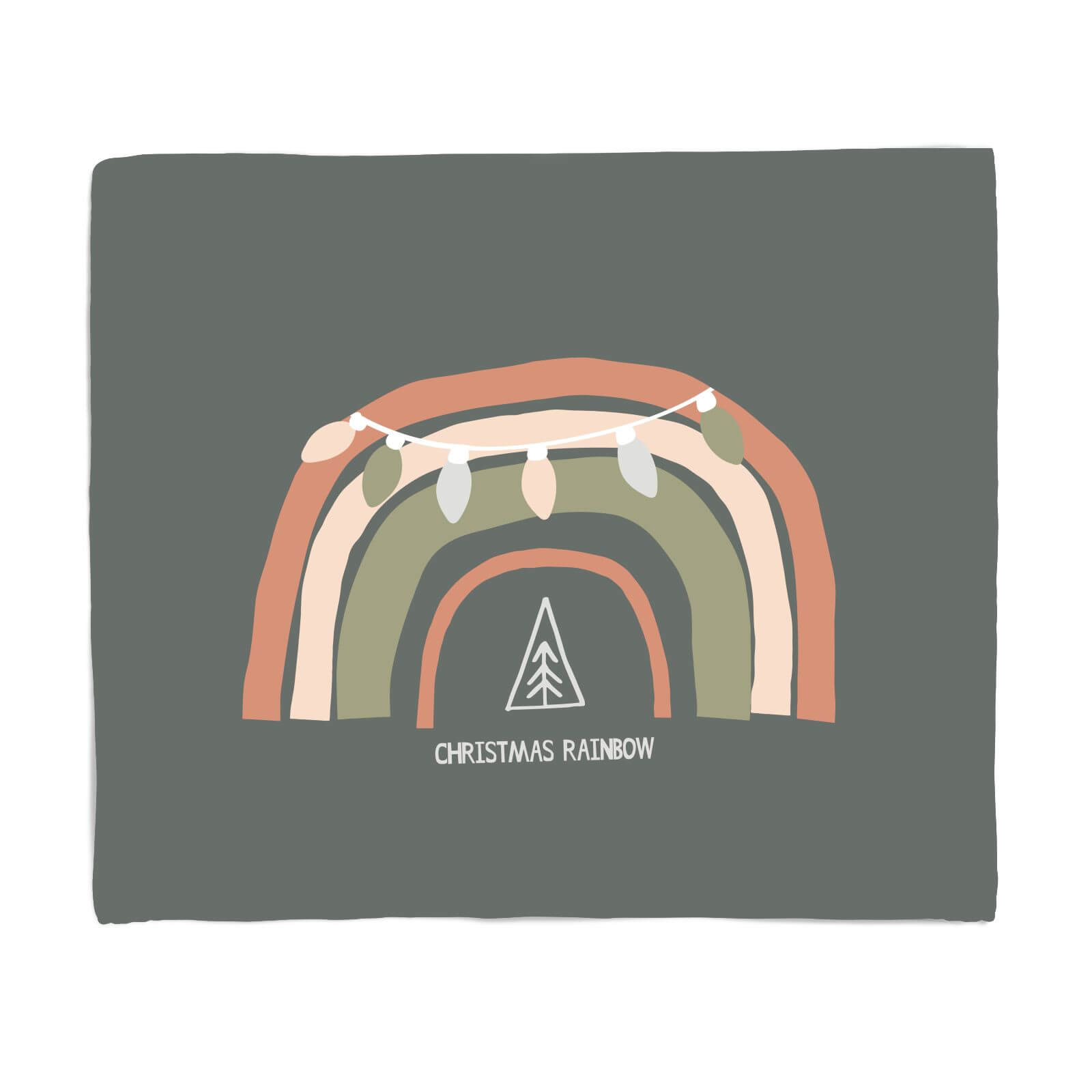 Khaki Christmas Rainbow Fleece Blanket