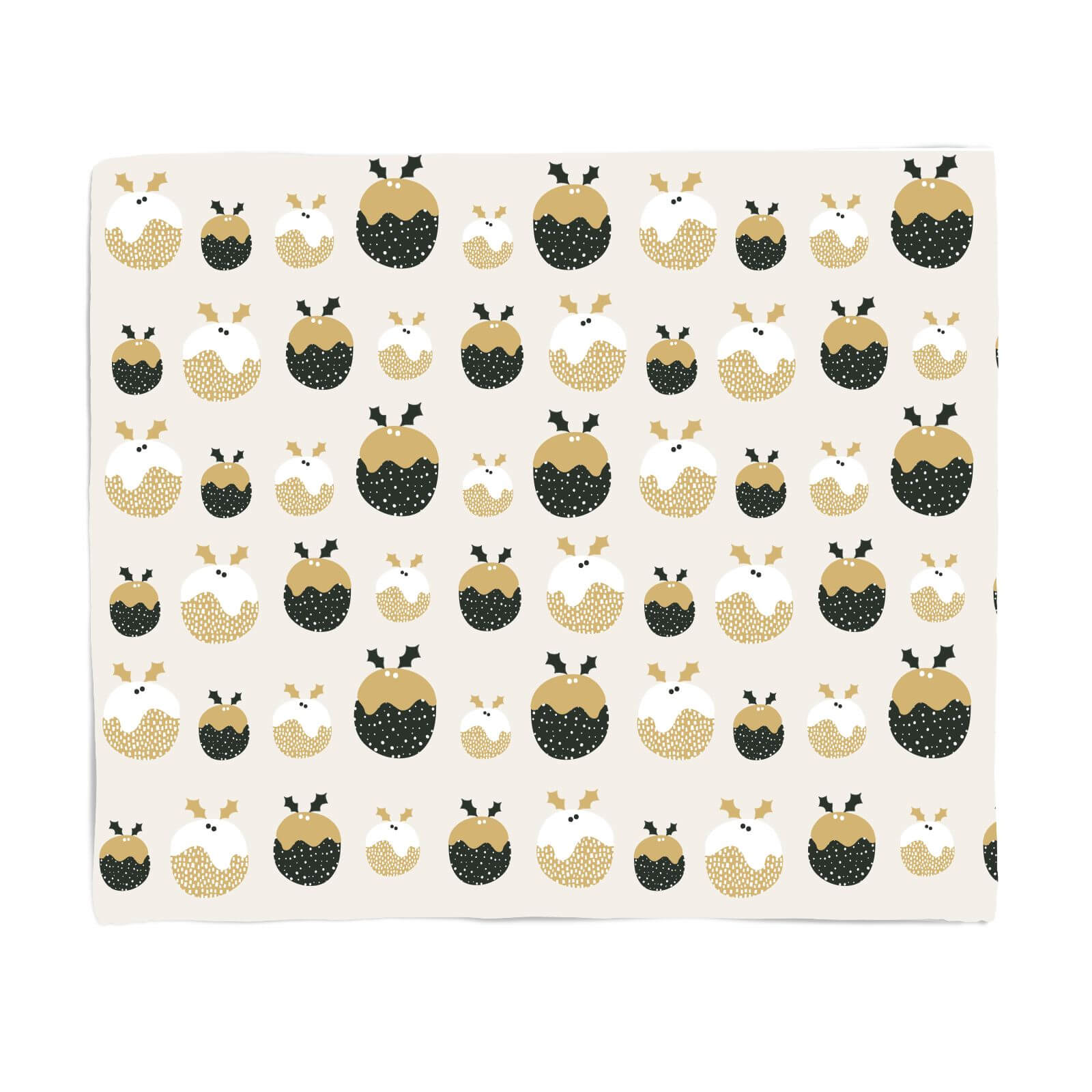 Cream Christmas Pudding Pattern Fleece Blanket