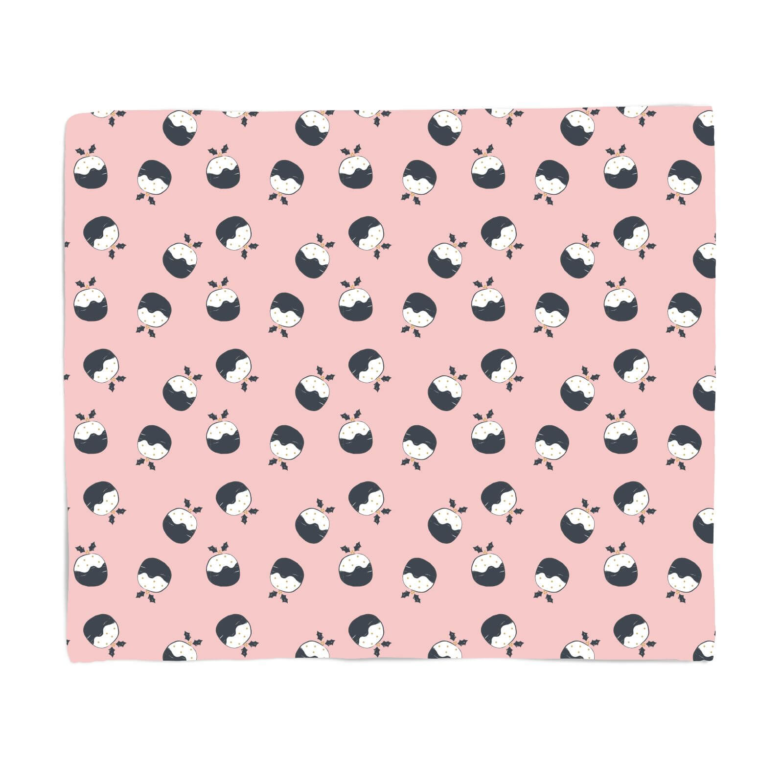 Pastel Christmas Pudding Pattern Fleece Blanket