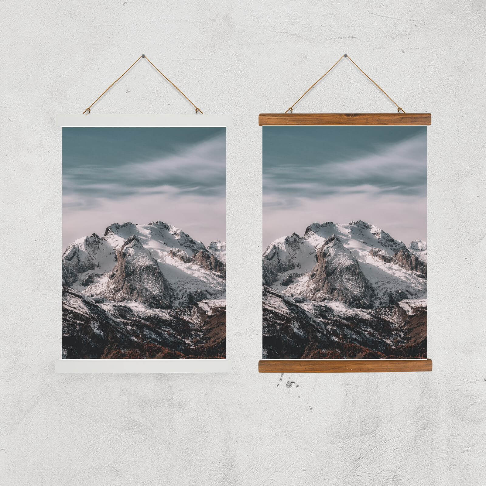 Snowy Mountain Giclee Art Print - A2 - Black Frame