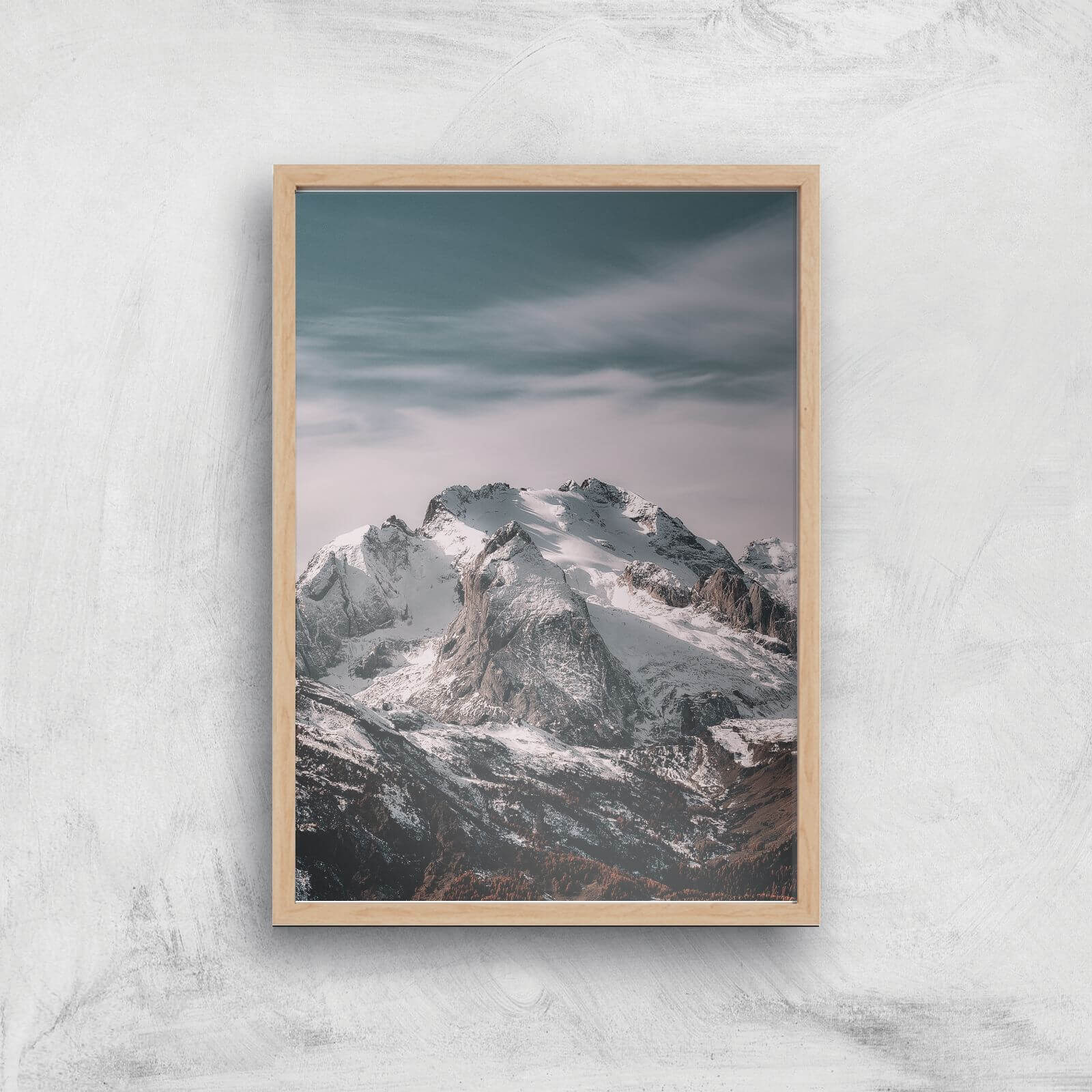 Snowy Mountain Giclee Art Print - A2 - Wooden Frame