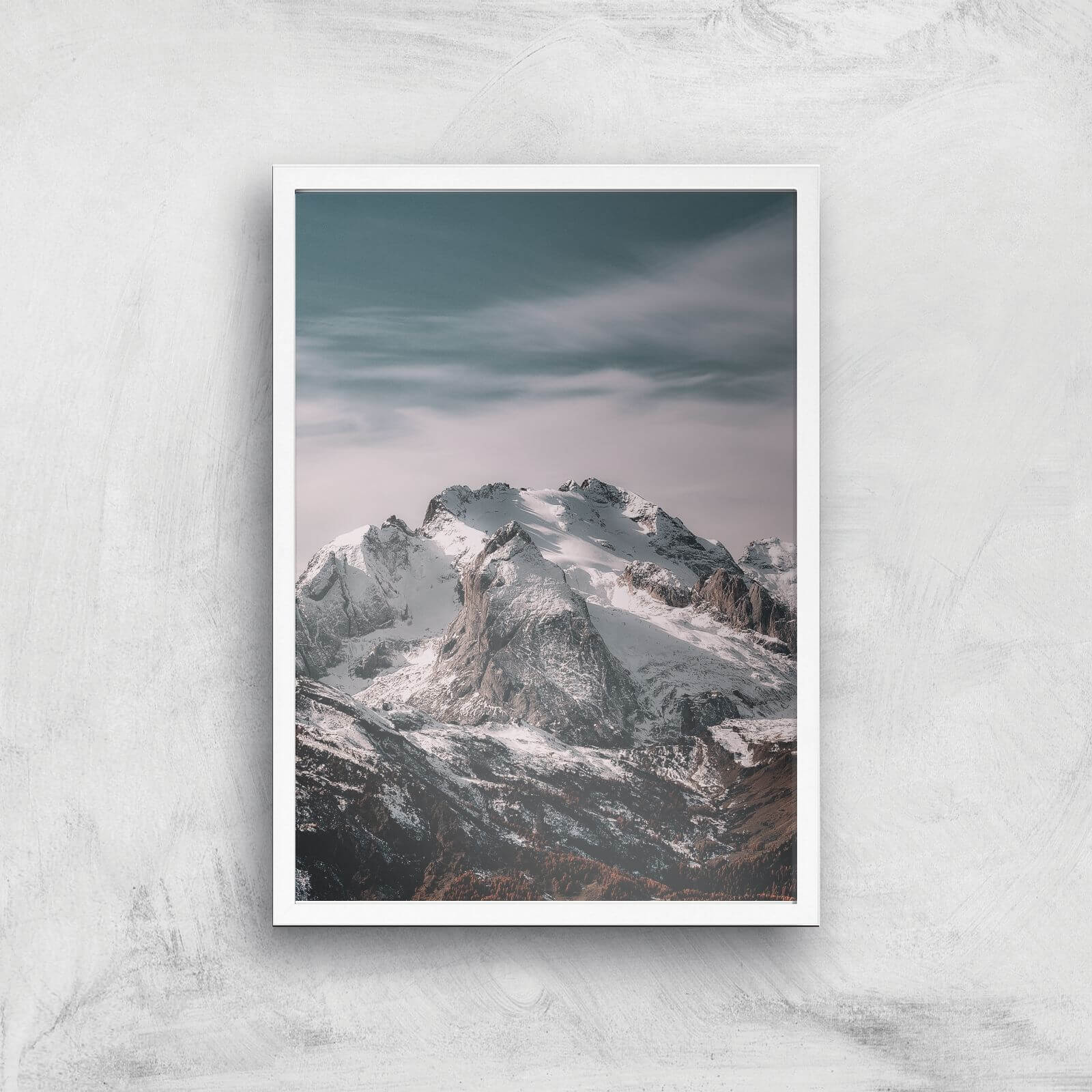 Snowy Mountain Giclee Art Print - A2 - White Frame