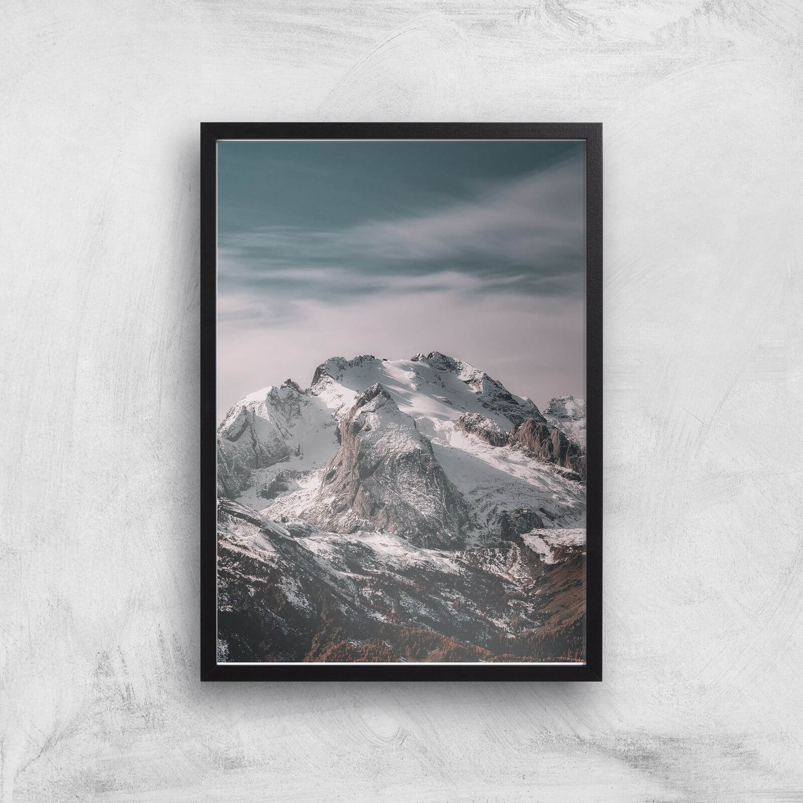 Snowy Mountain Giclee Art Print - A2 - Black Frame