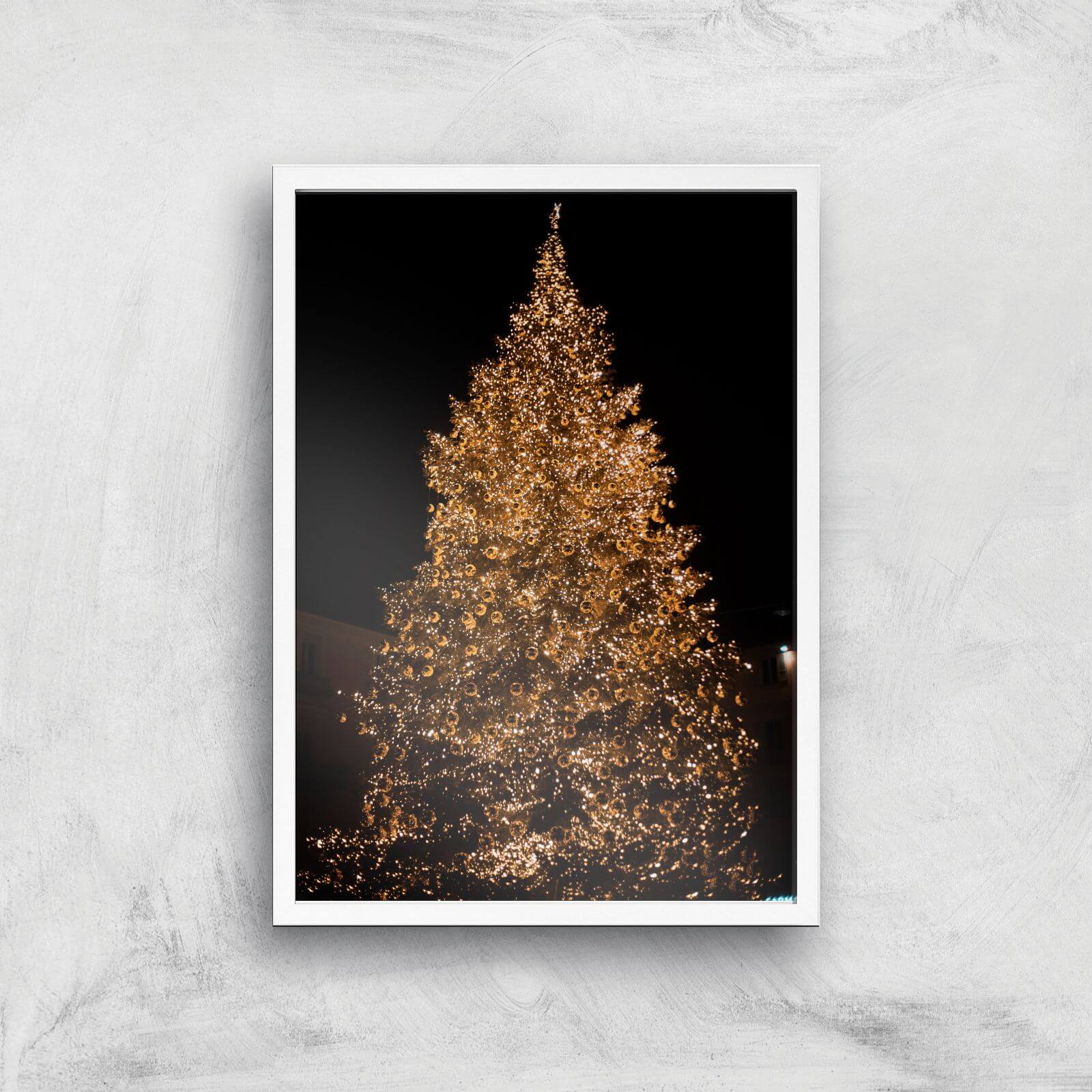 Christmas Tree Pretty Lights Giclee Art Print - A3 - White Frame