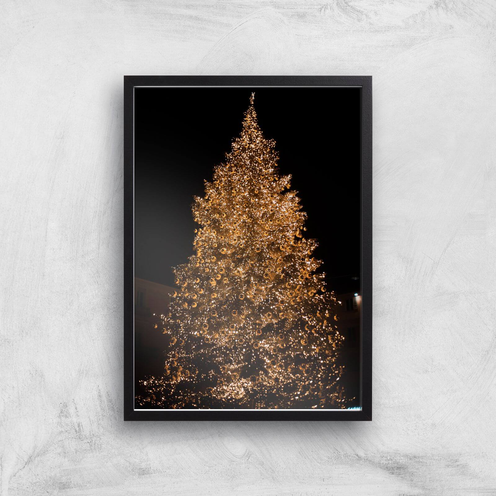 Christmas Tree Pretty Lights Giclee Art Print - A2 - Black Frame