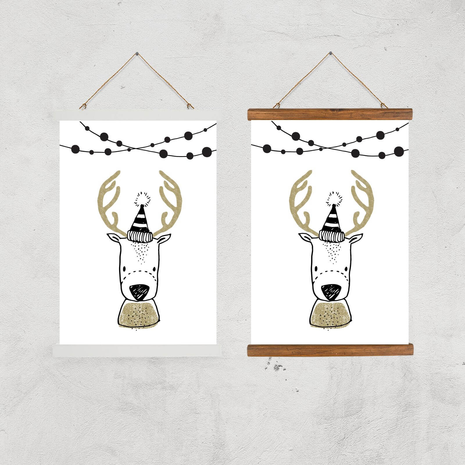Cute Reindeer  Giclee Art Print - A2 - Black Frame