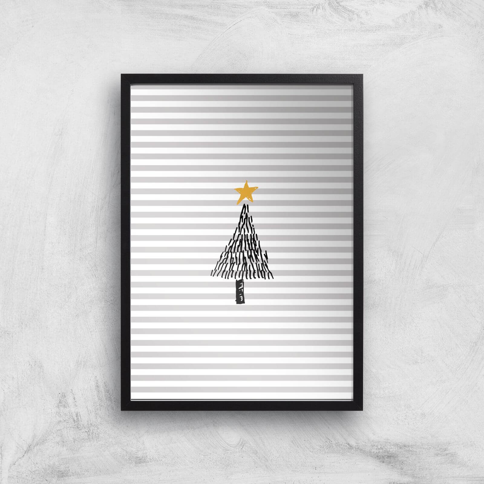 Stripe Christmas Tree Giclee Art Print - A3 - Black Frame